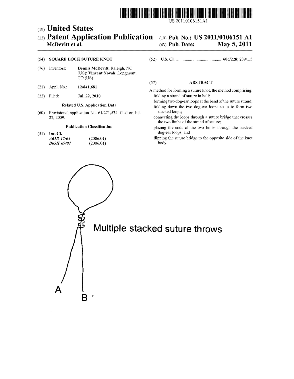 SQUARE LOCK SUTURE KNOT - diagram, schematic, and image 01