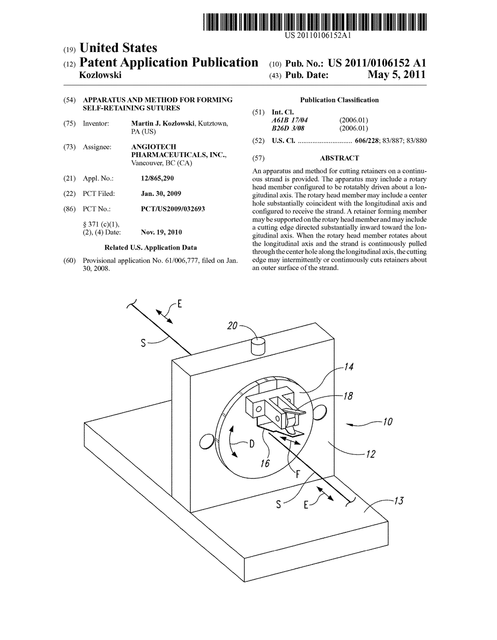 APPARATUS AND METHOD FOR FORMING SELF-RETAINING SUTURES - diagram, schematic, and image 01