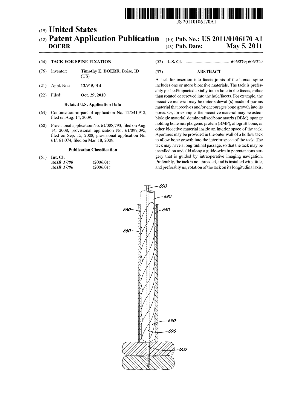 TACK FOR SPINE FIXATION - diagram, schematic, and image 01