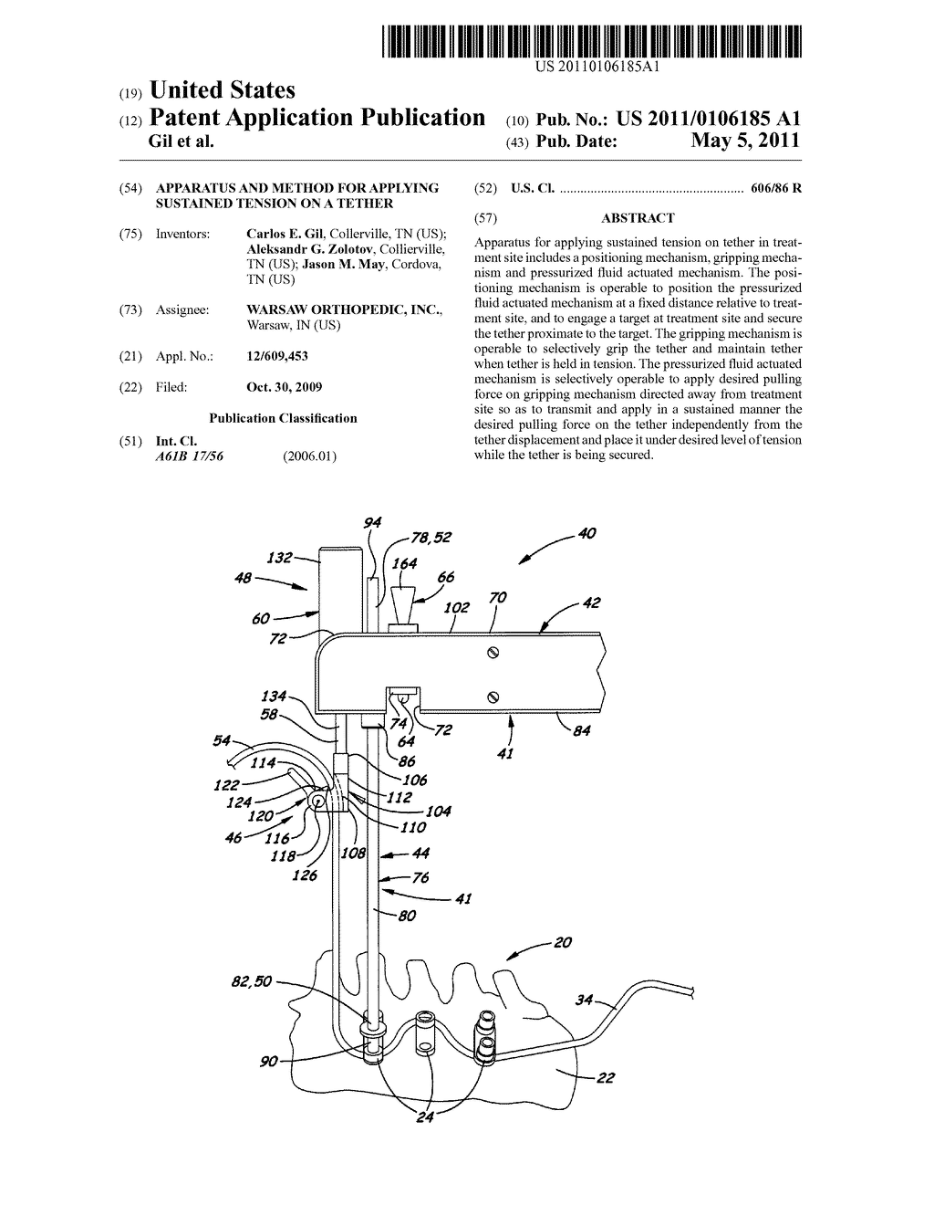 APPARATUS AND METHOD FOR APPLYING SUSTAINED TENSION ON A TETHER - diagram, schematic, and image 01