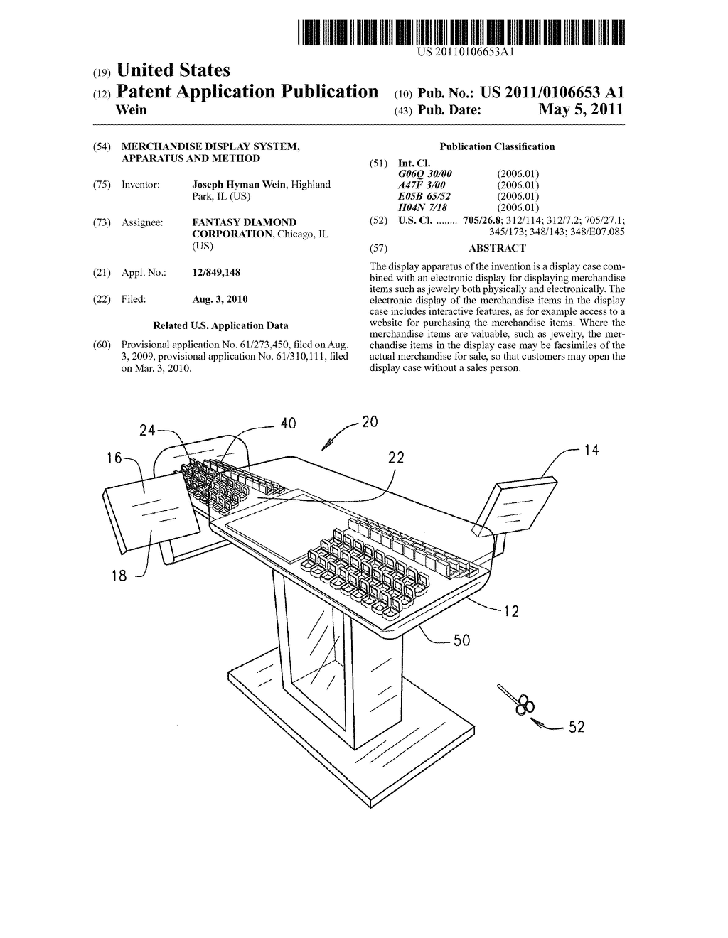 MERCHANDISE DISPLAY SYSTEM, APPARATUS AND METHOD - diagram, schematic, and image 01