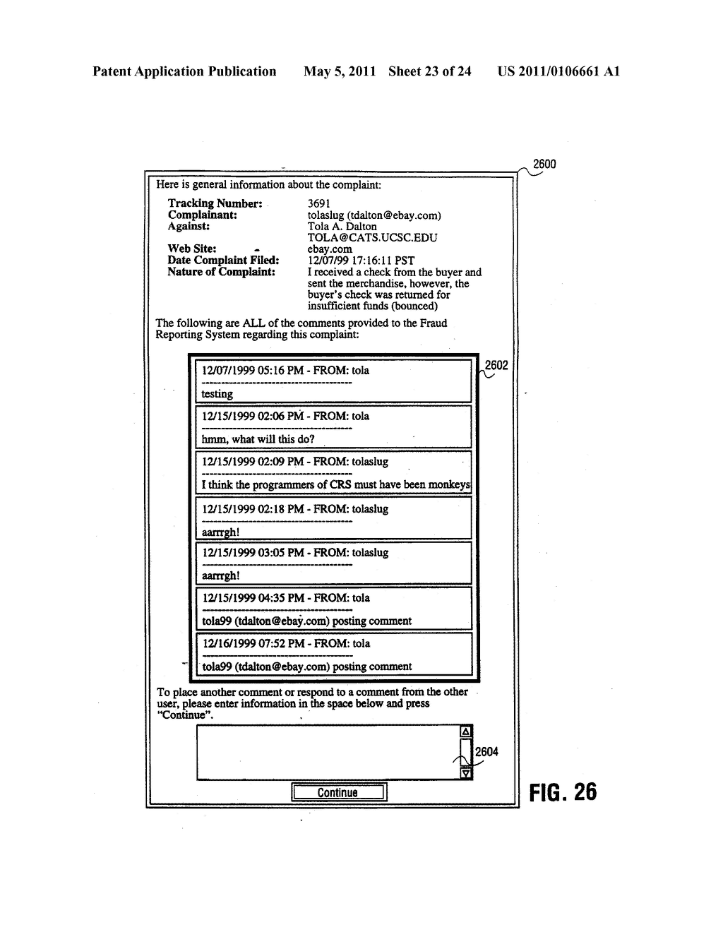 METHOD AND SYSTEM FOR REPORTING FRAUD AND CLAIMING COMPENSATION RELATED TO NETWORK-BASED TRANSACTIONS - diagram, schematic, and image 24