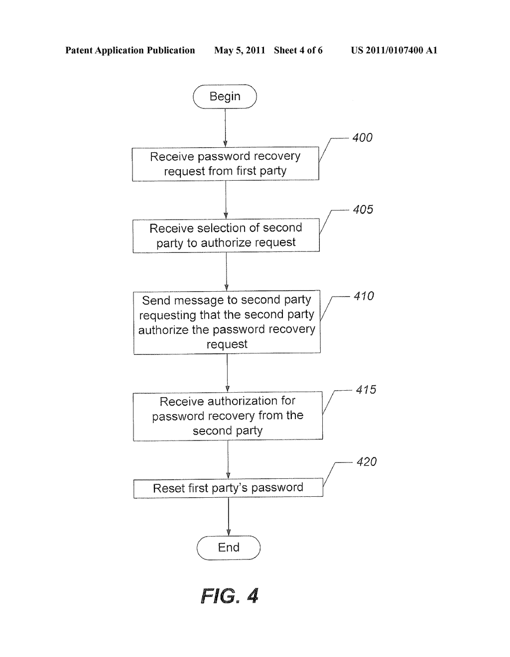 METHODS, SYSTEMS, AND COMPUTER PROGRAM PRODUCTS FOR RECOVERING A PASSWORD USING USER-SELECTED THIRD PARTY AUTHORIZATION - diagram, schematic, and image 05