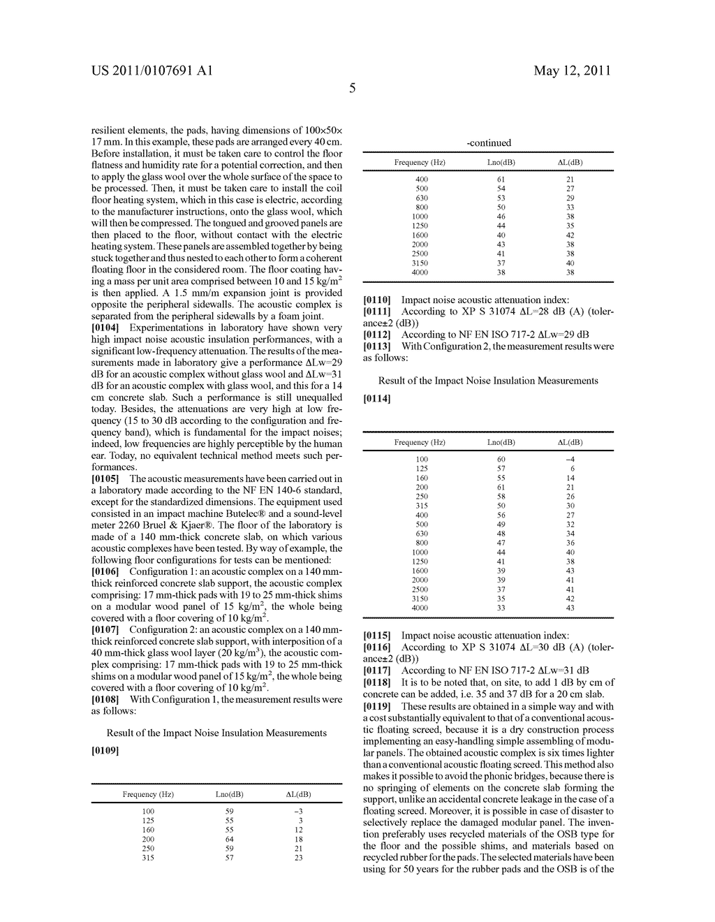 MODULAR ACOUSTIC CONFIGURATION FOR CREATING A FLOOR WITH IMPROVED ACOUSTIC INSULATION PERFORMANCES, AND METHOD FOR IMPLEMENTING SAME - diagram, schematic, and image 08