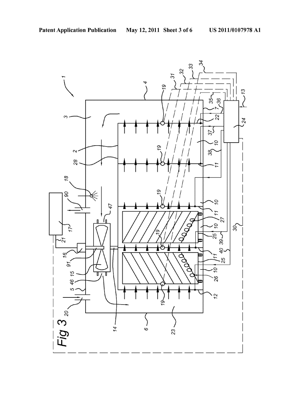 METHOD FOR THE TREATING OF PRODUCTS, SUCH AS EGGS TO BE HATCHED, WITH A CONDITIONED GAS STREAM, AND CLIMATE CHAMBER FOR CARRYING OUT THE METHOD - diagram, schematic, and image 04