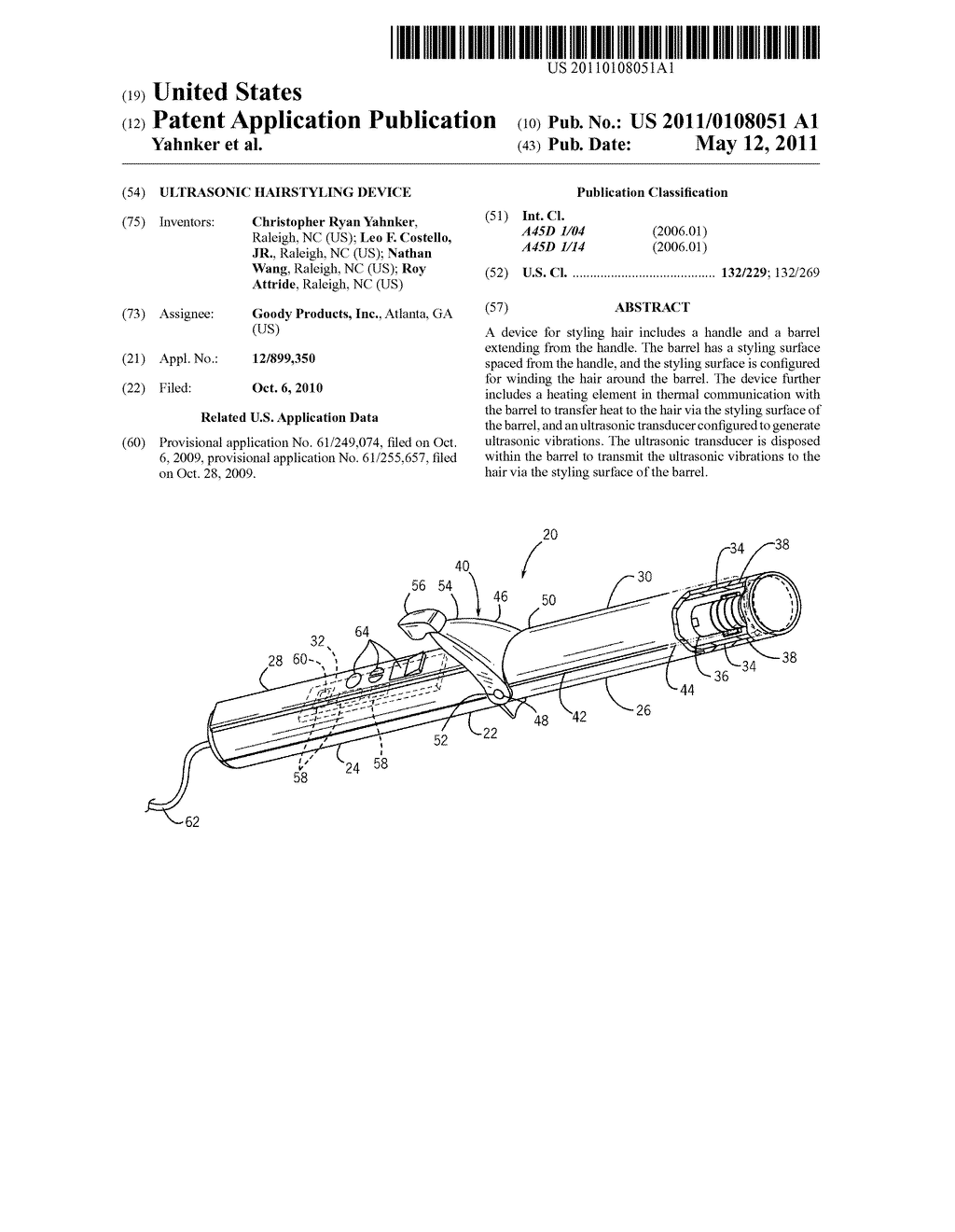 Ultrasonic Hairstyling Device - diagram, schematic, and image 01