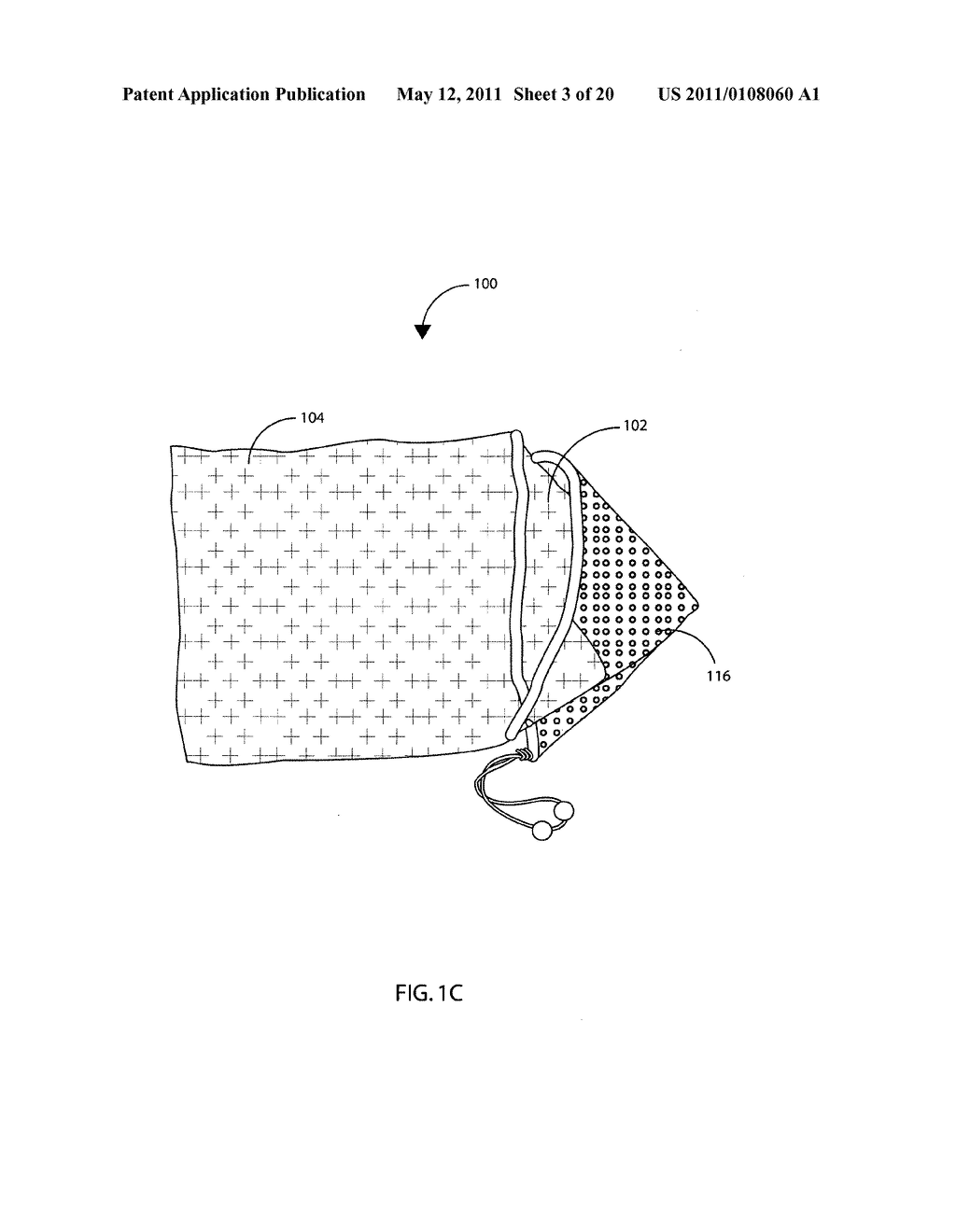 Golf towel with dry and wet section - diagram, schematic, and image 04