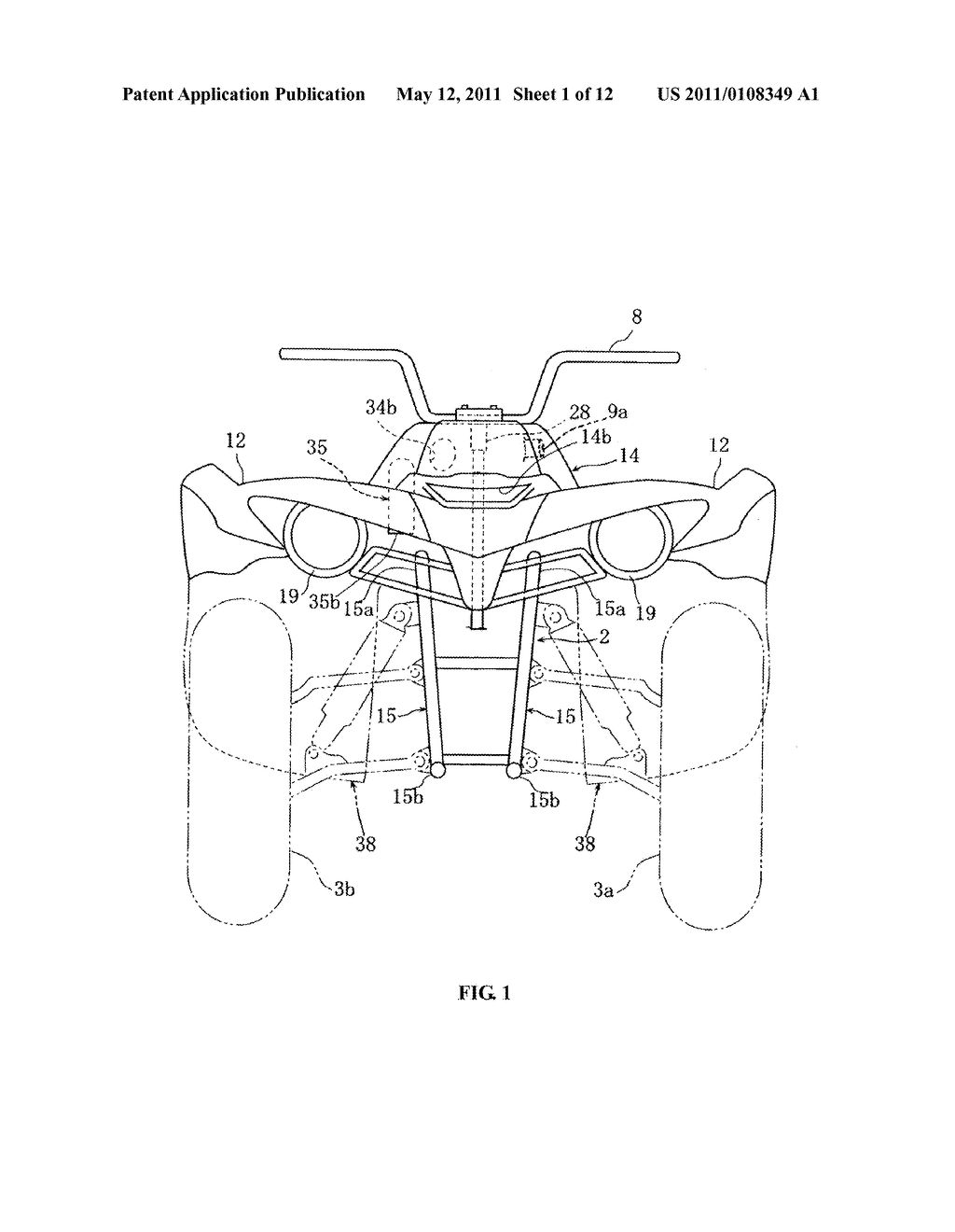 LAYOUT OF COMPACT ALL TERRAIN VEHICLE FOR FUEL TANK, INTAKE DUCT, AND EXHAUST DUCT POSITIONING - diagram, schematic, and image 02