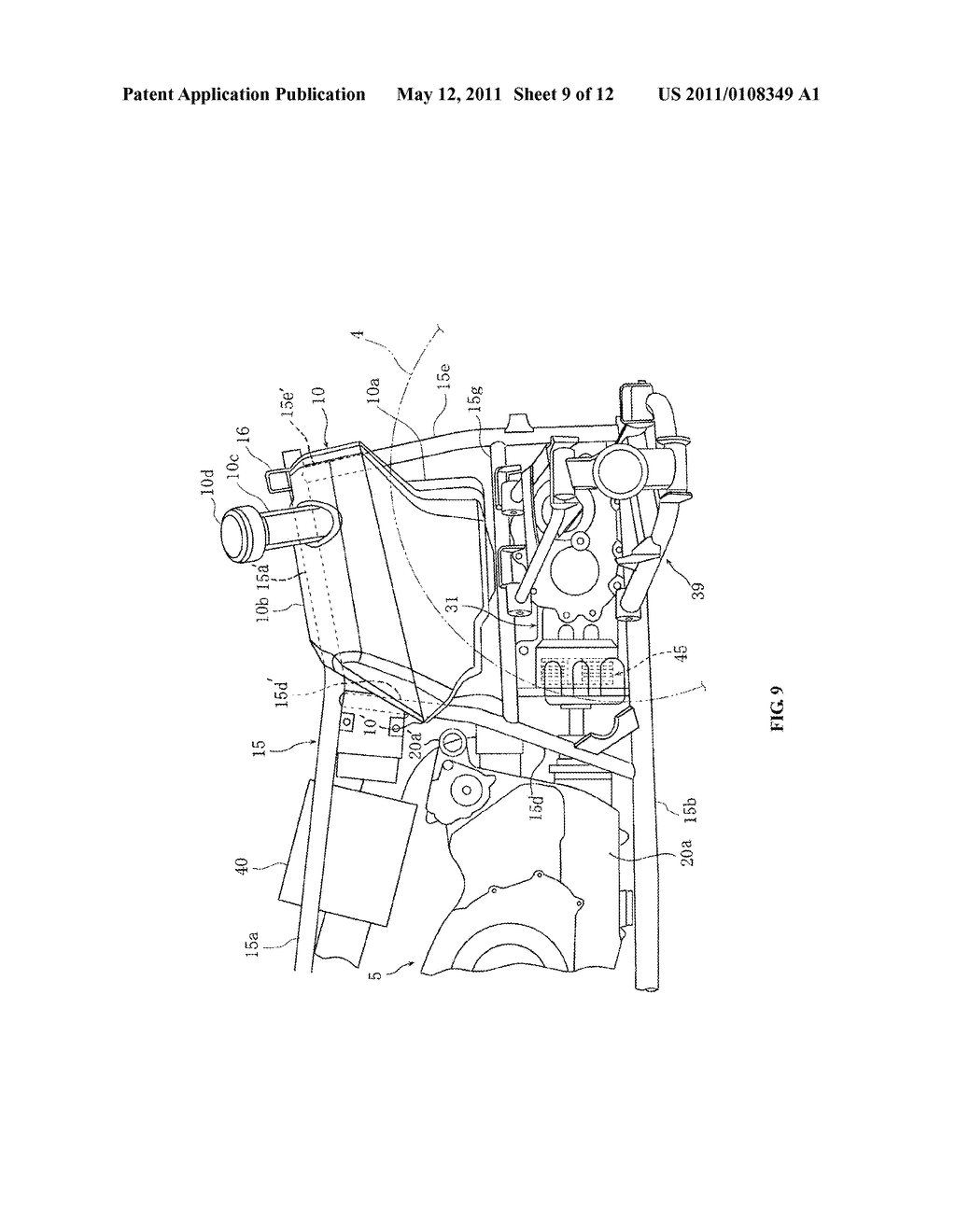 LAYOUT OF COMPACT ALL TERRAIN VEHICLE FOR FUEL TANK, INTAKE DUCT, AND EXHAUST DUCT POSITIONING - diagram, schematic, and image 10