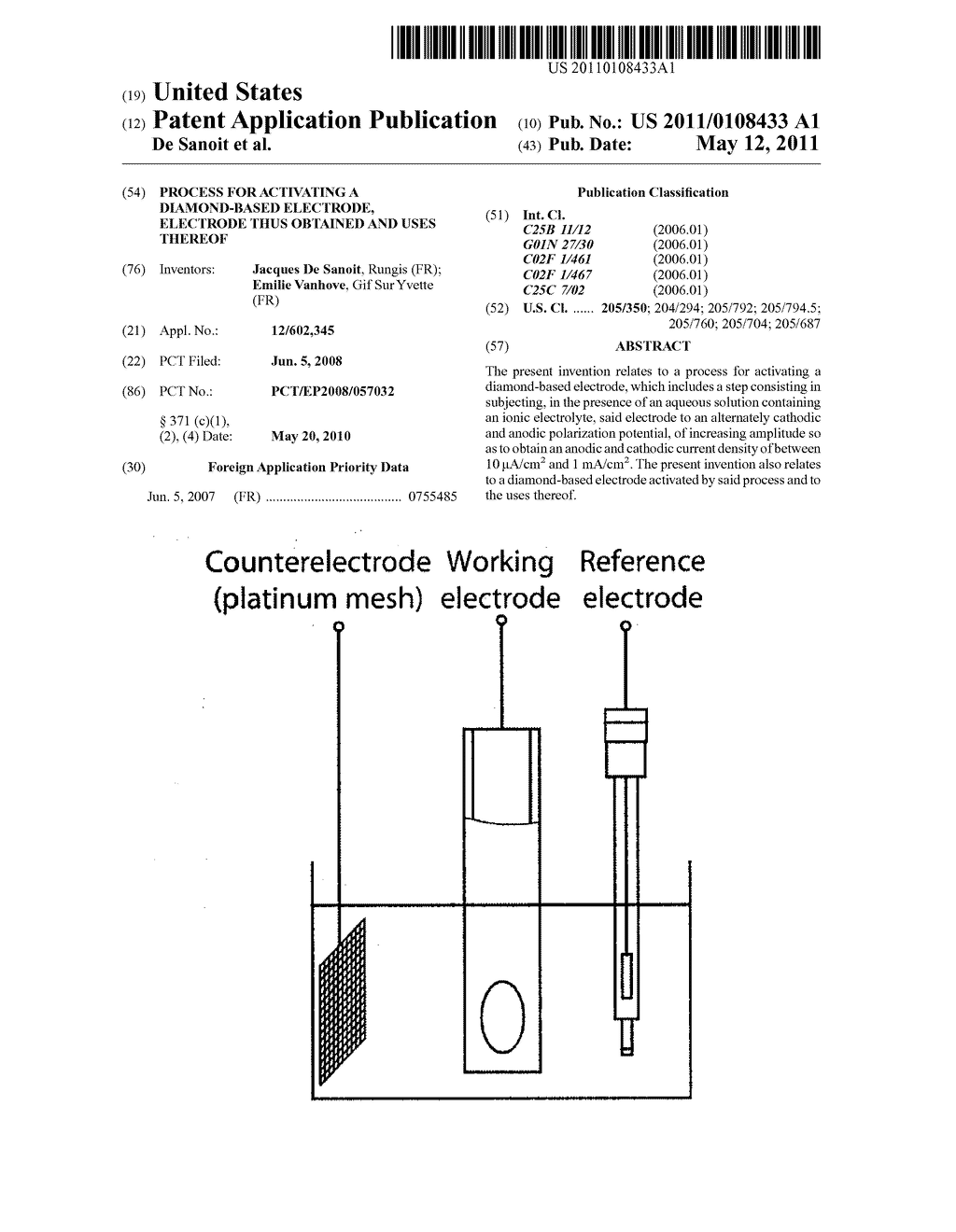 Process for Activating a Diamond-Based Electrode, Electrode Thus Obtained and Uses Thereof - diagram, schematic, and image 01