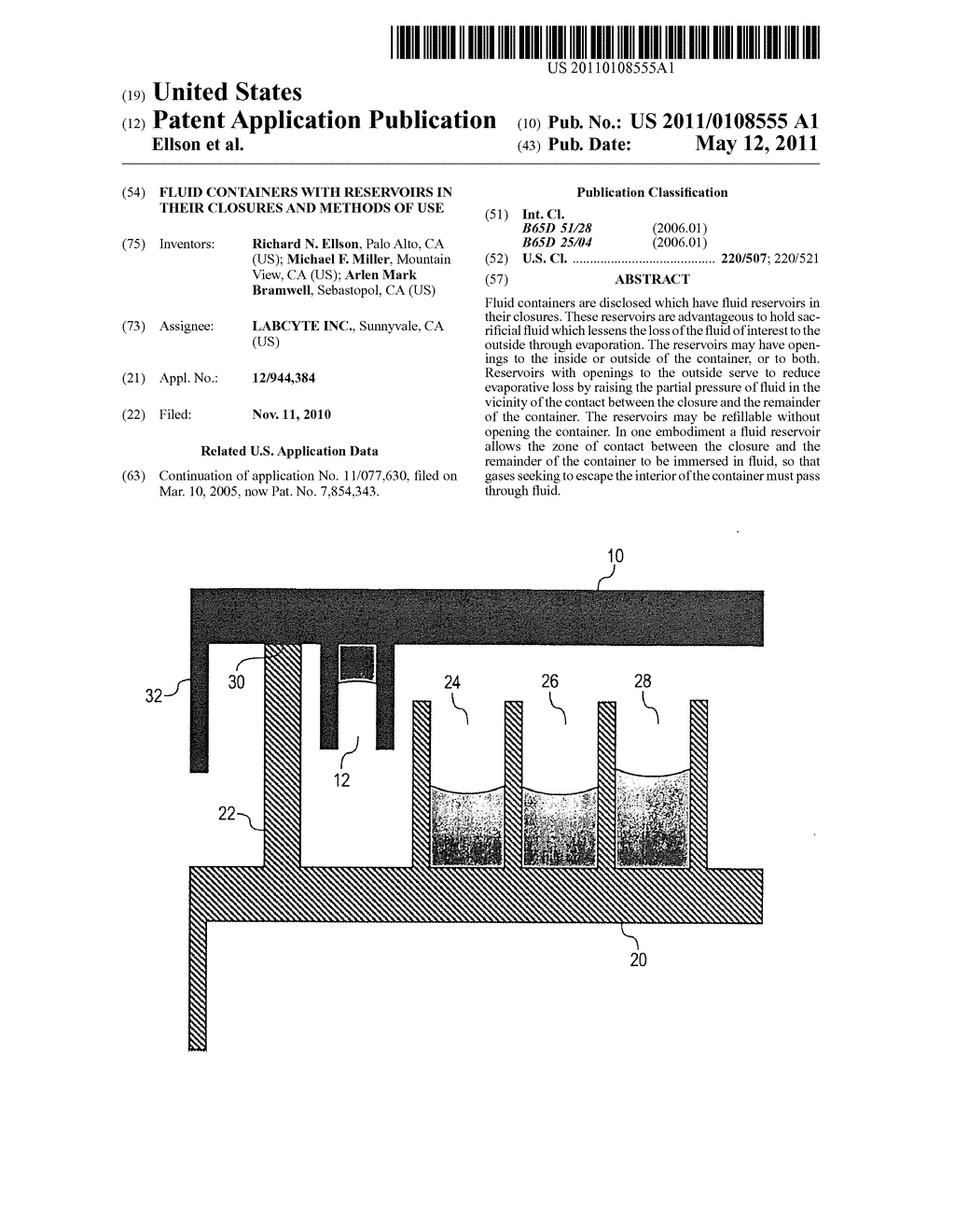 FLUID CONTAINERS WITH RESERVOIRS IN THEIR CLOSURES AND METHODS OF USE - diagram, schematic, and image 01