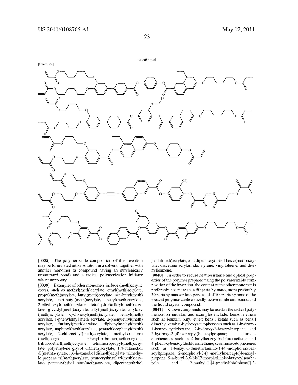 POLYMERIZABLE OPTICALLY ACTIVE IMIDE COMPOUND AND POLYMERIZABLE COMPOSITION CONTAINING THE COMPOUND - diagram, schematic, and image 24