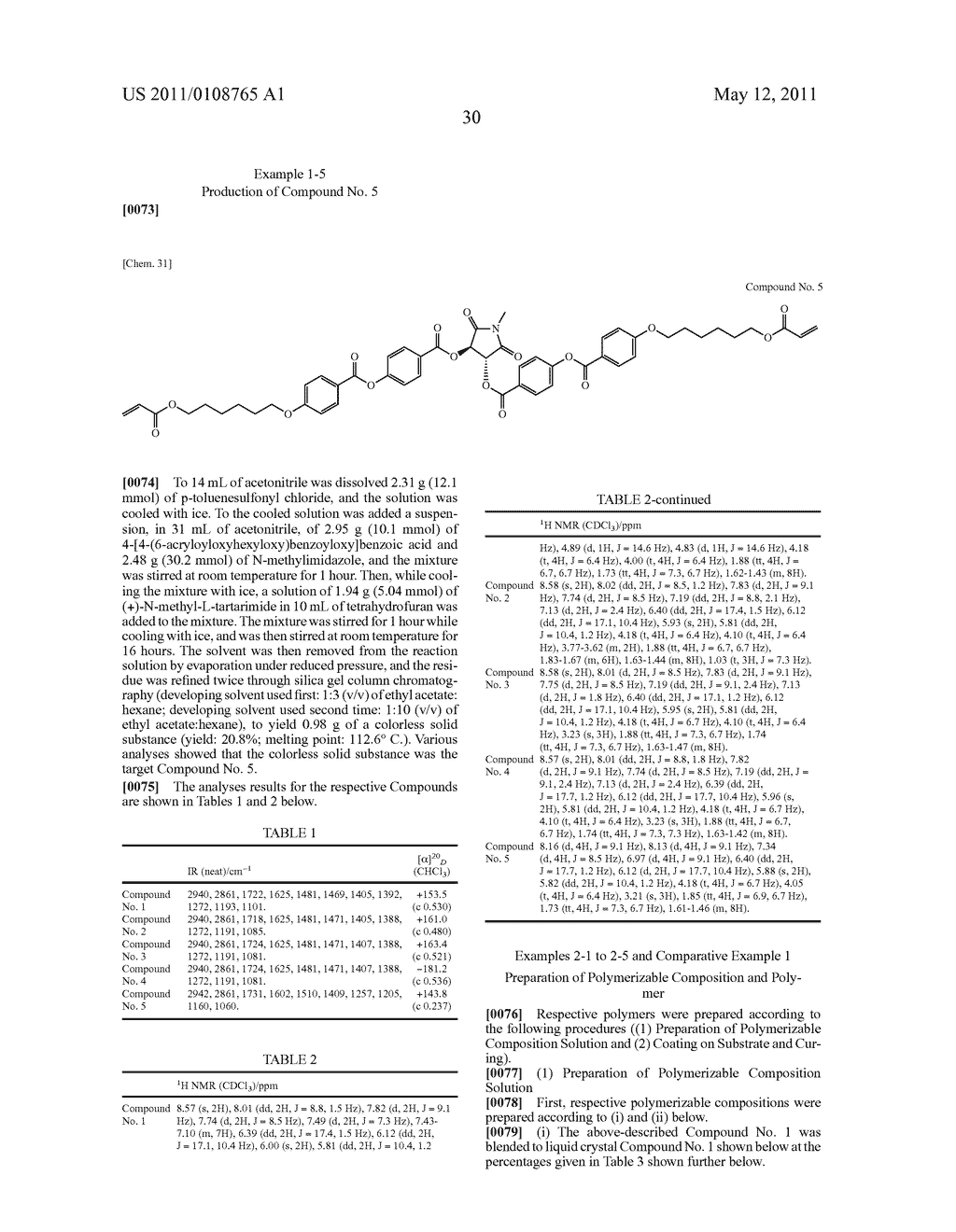 POLYMERIZABLE OPTICALLY ACTIVE IMIDE COMPOUND AND POLYMERIZABLE COMPOSITION CONTAINING THE COMPOUND - diagram, schematic, and image 31