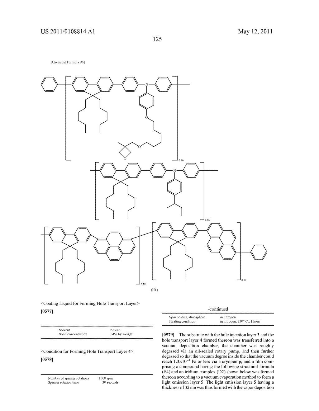 POLYMER COMPOUND, NET-LIKE POLYMER COMPOUND PRODUCED BY CROSSLINKING THE POLYMER COMPOUND, COMPOSITION FOR ORGANIC ELECTROLUMINESCENCE ELEMENT, ORGANIC ELECTROLUMINESCENCE ELEMENT, ORGANIC EL DISPLAY, AND ORGANIC EL LIGHTING - diagram, schematic, and image 127