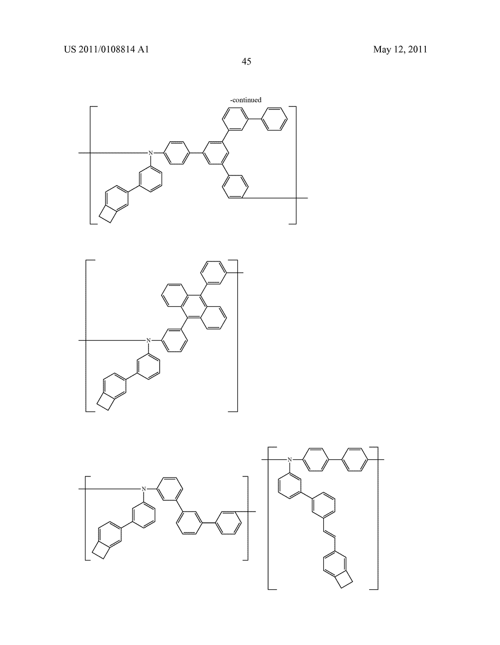 POLYMER COMPOUND, NET-LIKE POLYMER COMPOUND PRODUCED BY CROSSLINKING THE POLYMER COMPOUND, COMPOSITION FOR ORGANIC ELECTROLUMINESCENCE ELEMENT, ORGANIC ELECTROLUMINESCENCE ELEMENT, ORGANIC EL DISPLAY, AND ORGANIC EL LIGHTING - diagram, schematic, and image 47