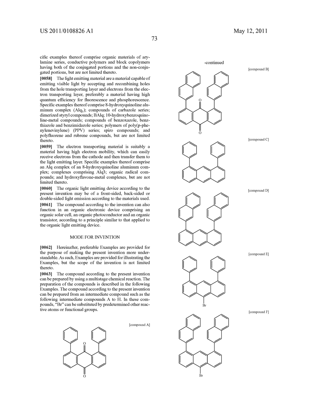 ANTHRACENE DERIVATIVE AND AN ORGANIC ELECTRONIC DEVICE USING THE SAME - diagram, schematic, and image 75