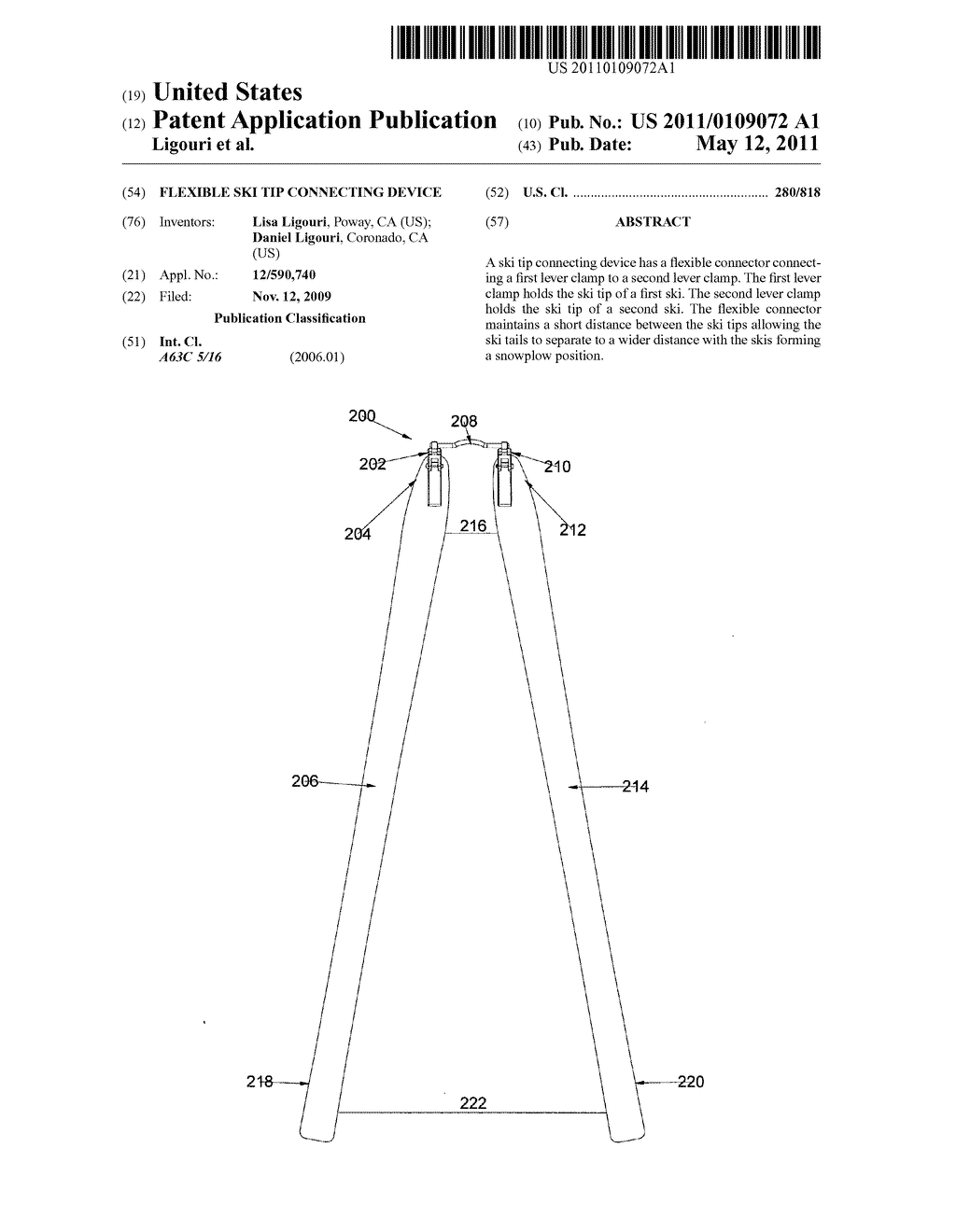 Flexible ski tip connecting device - diagram, schematic, and image 01