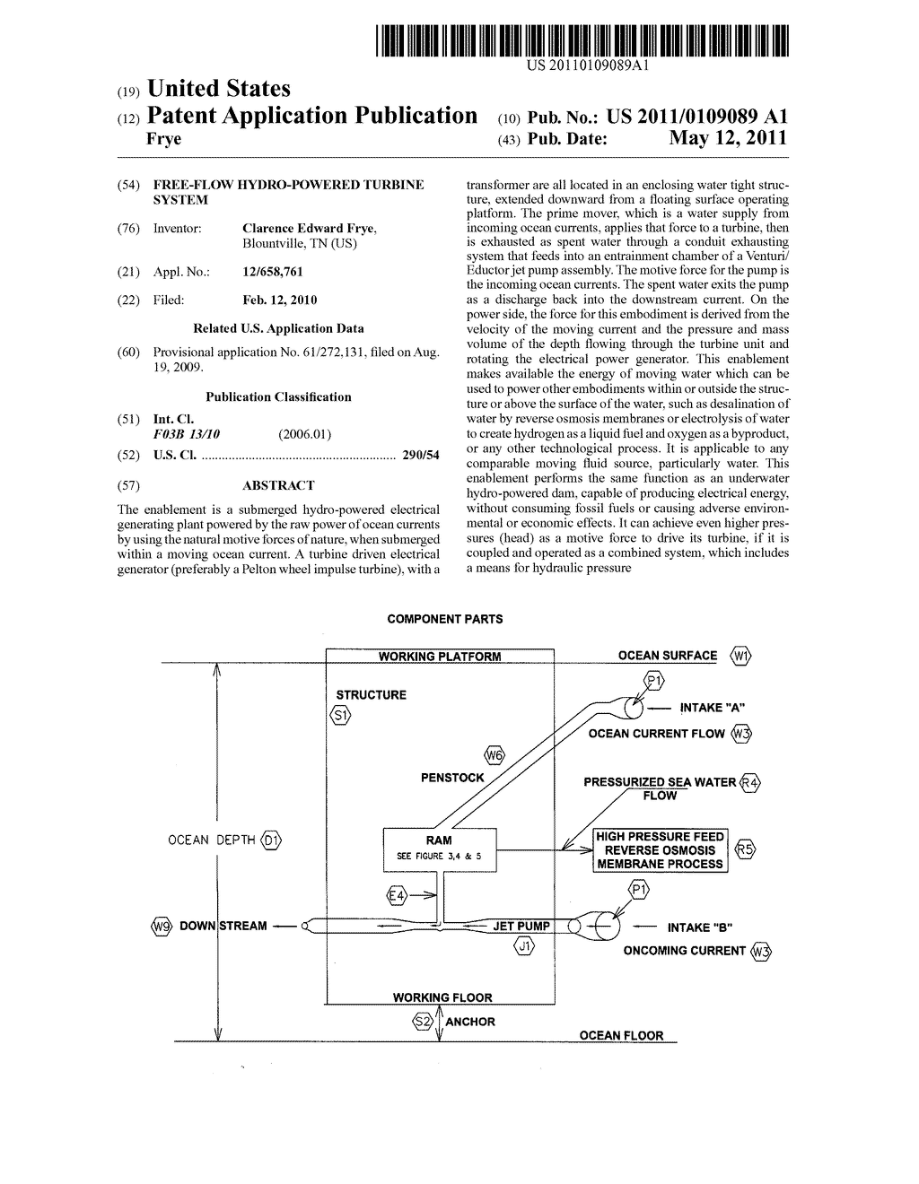 Free-flow hydro-powered turbine system - diagram, schematic, and image 01