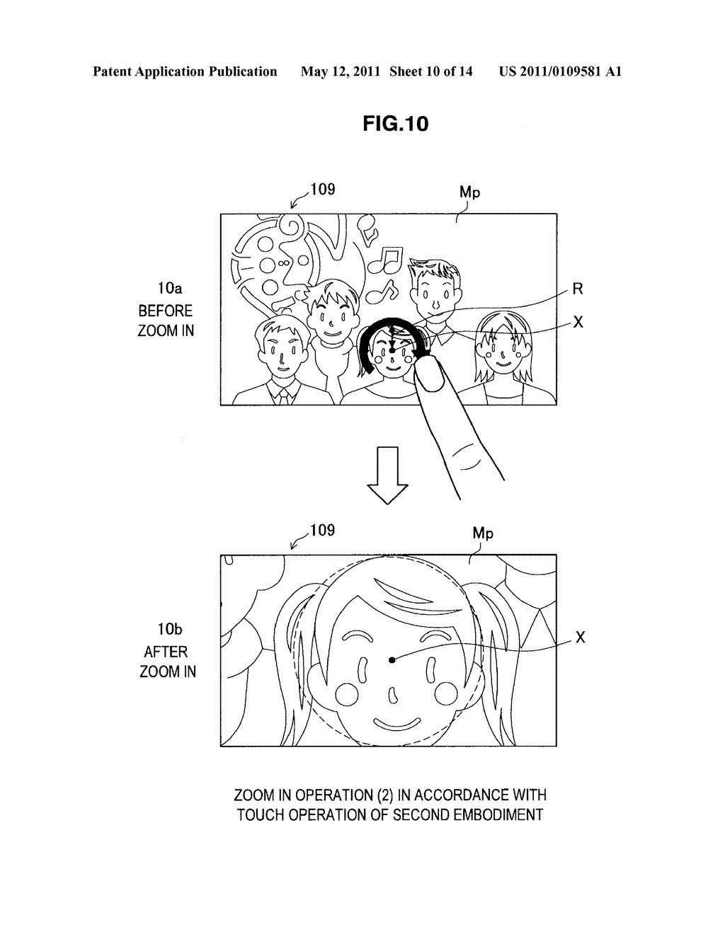 DIGITAL IMAGE PROCESSING DEVICE AND ASSOCIATED METHODOLOGY OF PERFORMING TOUCH-BASED IMAGE SCALING - diagram, schematic, and image 11