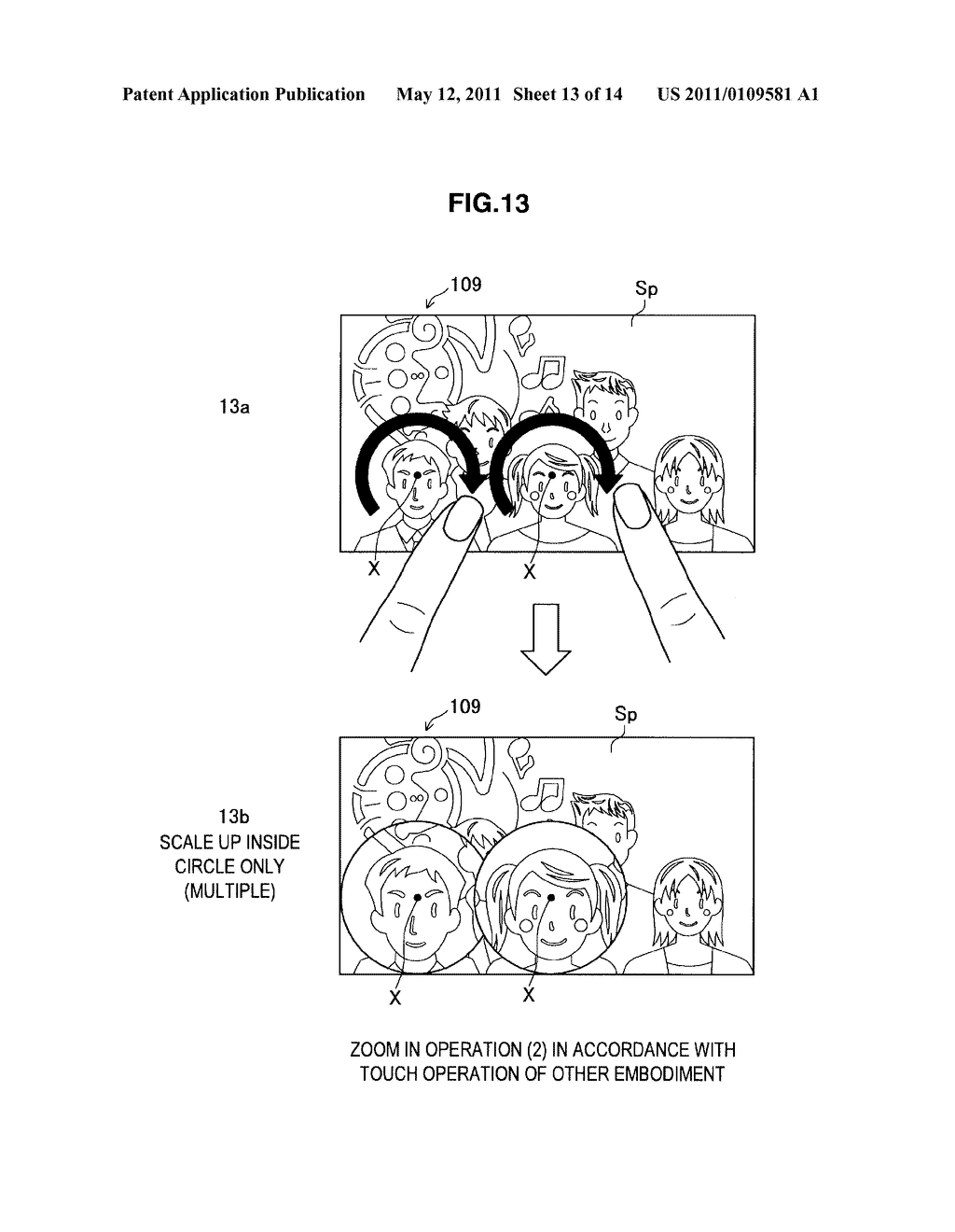 DIGITAL IMAGE PROCESSING DEVICE AND ASSOCIATED METHODOLOGY OF PERFORMING TOUCH-BASED IMAGE SCALING - diagram, schematic, and image 14