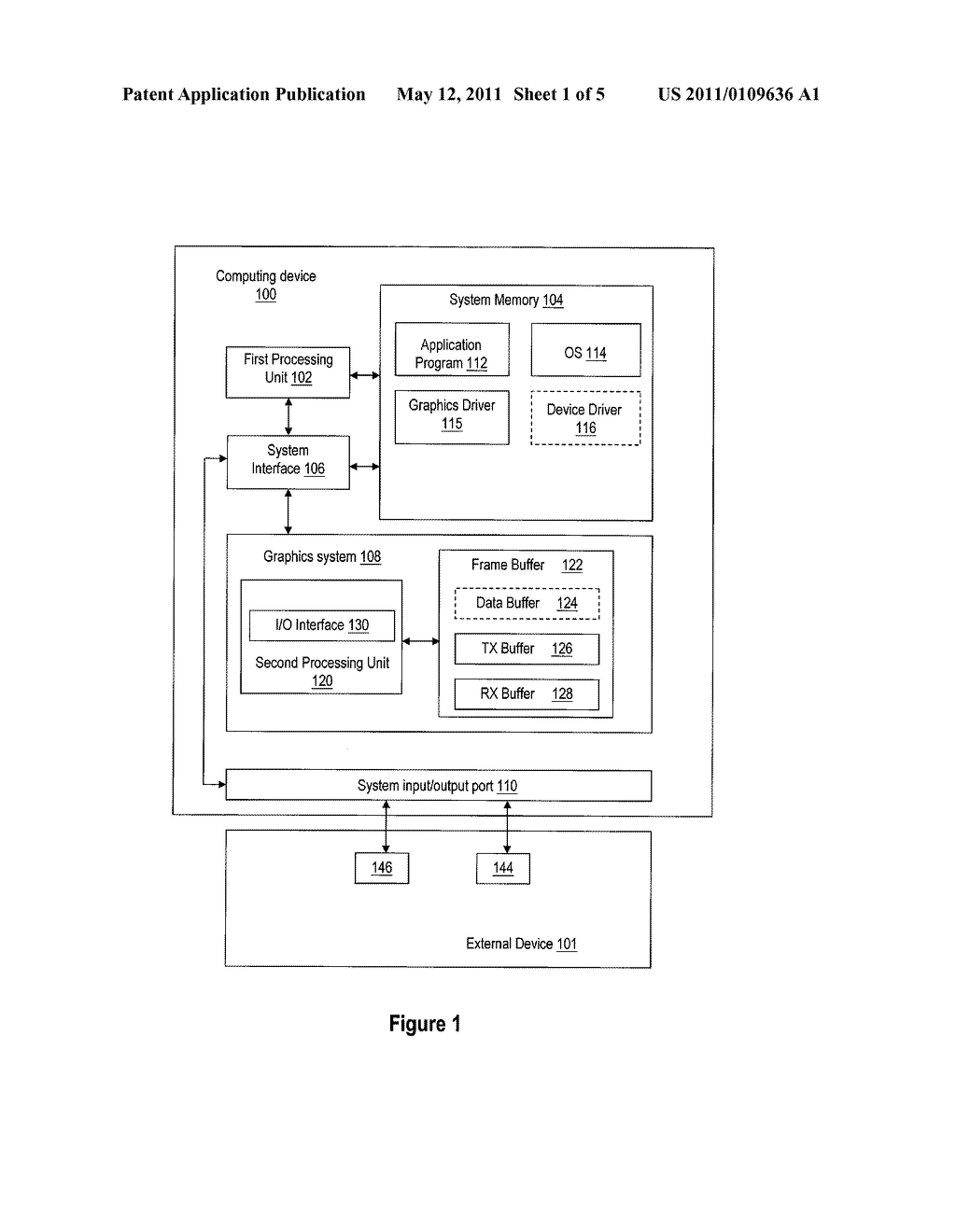 Method and System for Communicating with External Device Through Processing Unit in Graphics System - diagram, schematic, and image 02