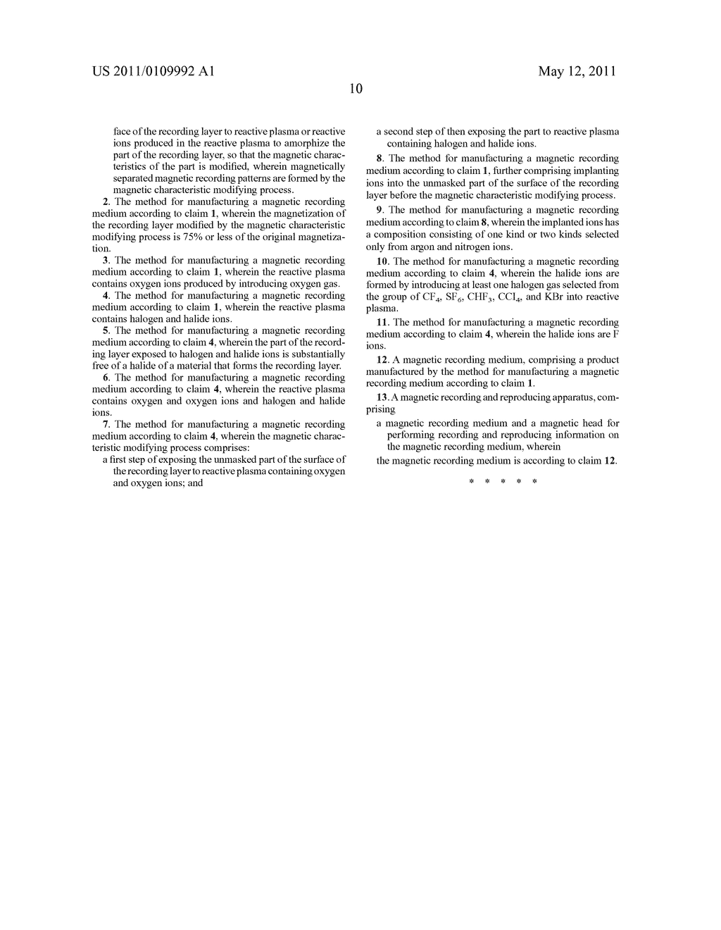 METHOD FOR MANUFACTURING MAGNETIC RECORDING MEDIUM, MAGNETIC RECORDING MEDIUM, AND MAGNETIC RECORDING AND REPRODUCING APPARATUS - diagram, schematic, and image 13