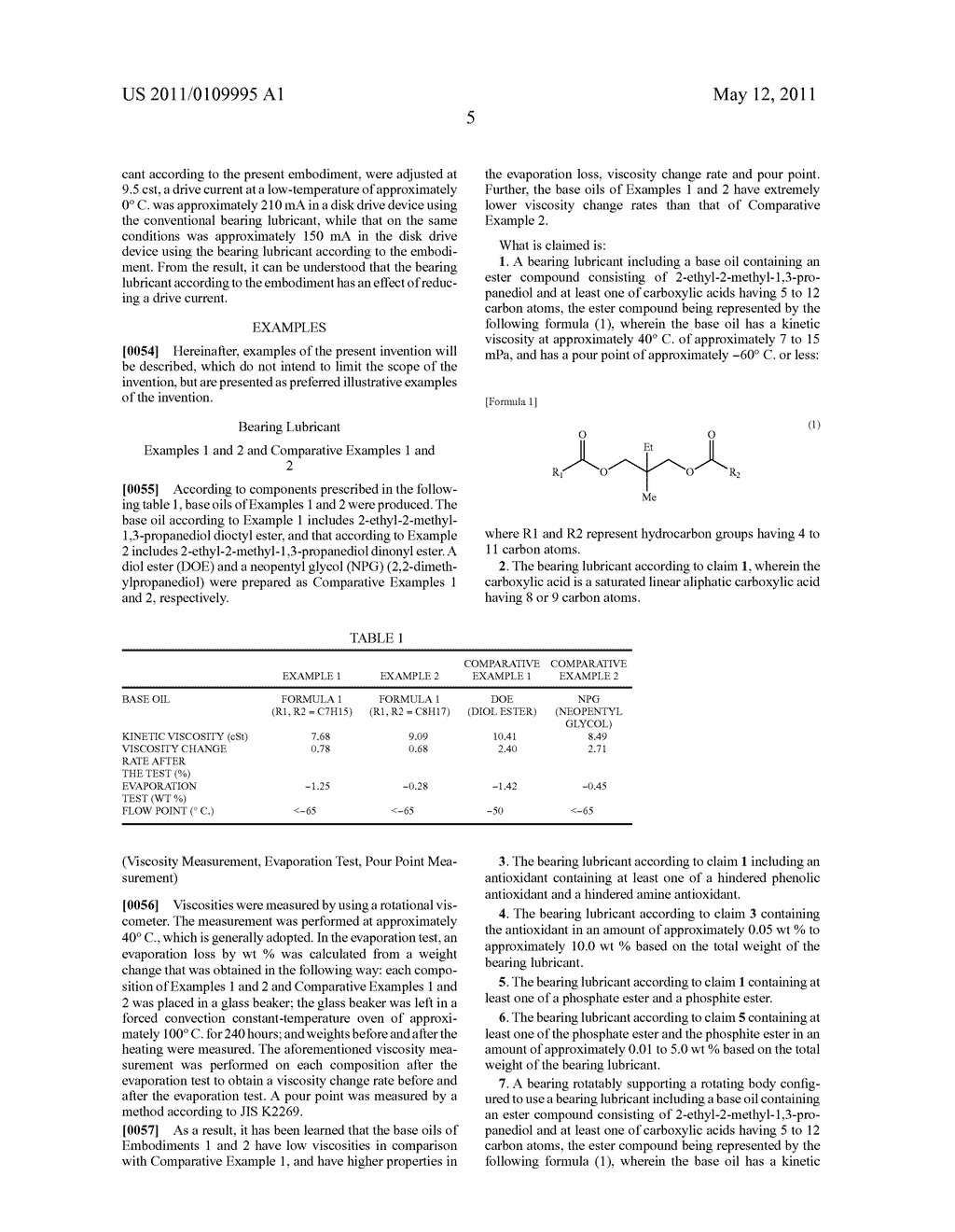 BEARING LUBRICANT, BEARING AND DISK DRIVE DEVICE - diagram, schematic, and image 07