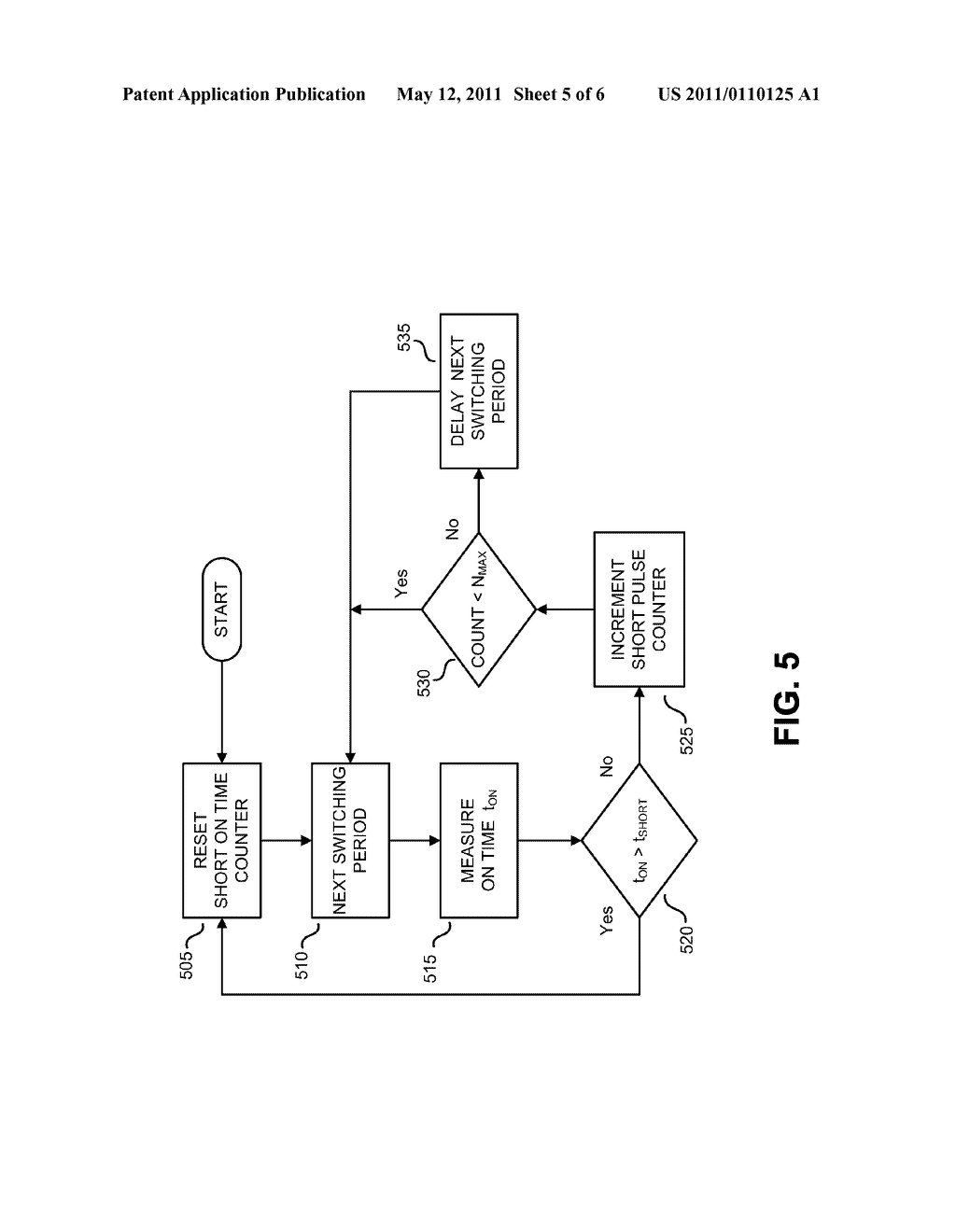 METHOD AND APPARATUS TO LIMIT MAXIMUM SWITCH CURRENT IN A SWITCHING POWER SUPPLY - diagram, schematic, and image 06