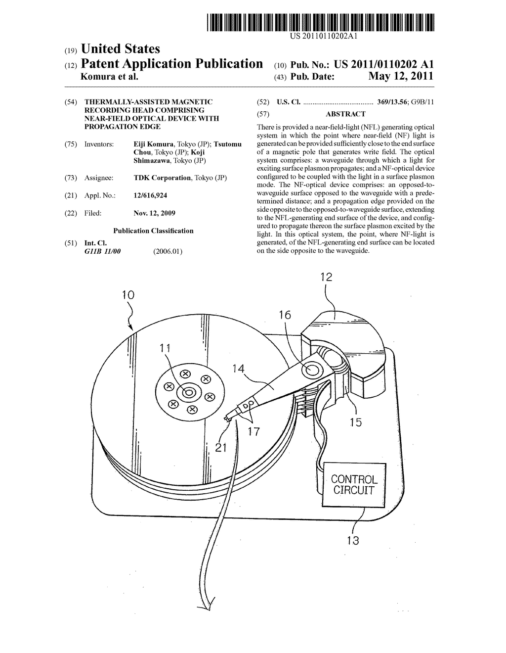 Thermally-Assisted Magnetic Recording Head Comprising Near-Field Optical Device with Propagation Edge - diagram, schematic, and image 01