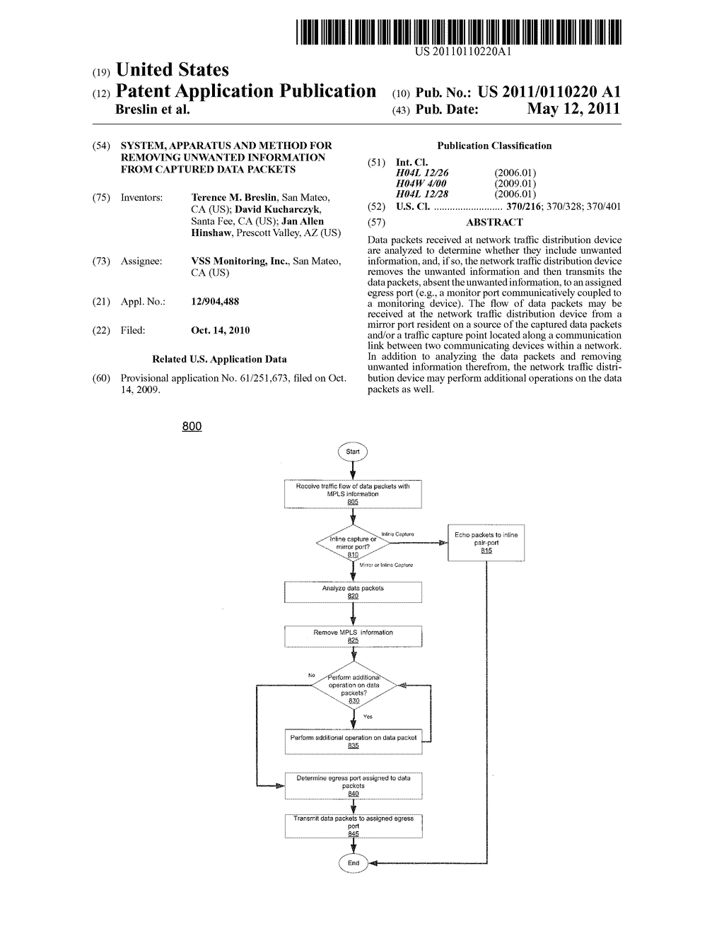SYSTEM, APPARATUS AND METHOD FOR REMOVING UNWANTED INFORMATION FROM CAPTURED DATA PACKETS - diagram, schematic, and image 01