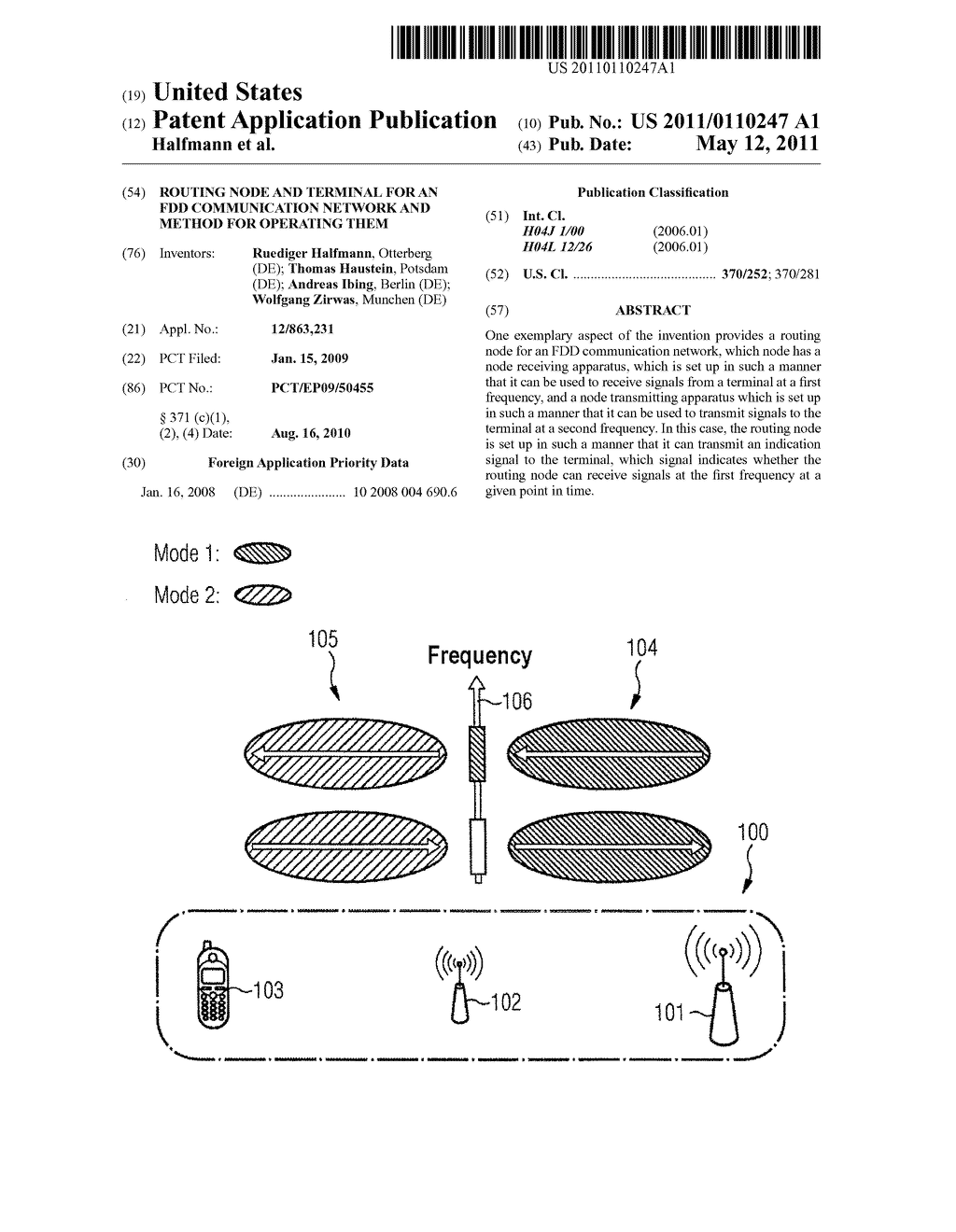 Routing Node and Terminal for an FDD Communication Network and Method for Operating Them - diagram, schematic, and image 01