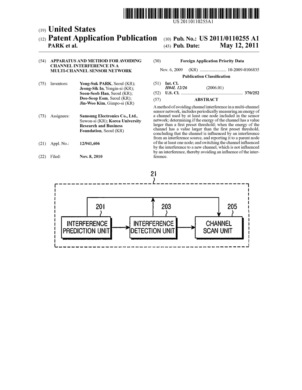 APPARATUS AND METHOD FOR AVOIDING CHANNEL INTERFERENCE IN A MULTI-CHANNEL SENSOR NETWORK - diagram, schematic, and image 01