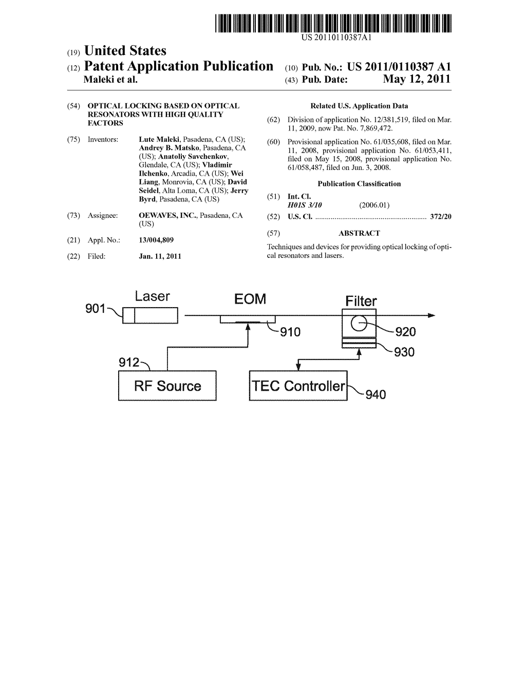 OPTICAL LOCKING BASED ON OPTICAL RESONATORS WITH HIGH QUALITY FACTORS - diagram, schematic, and image 01