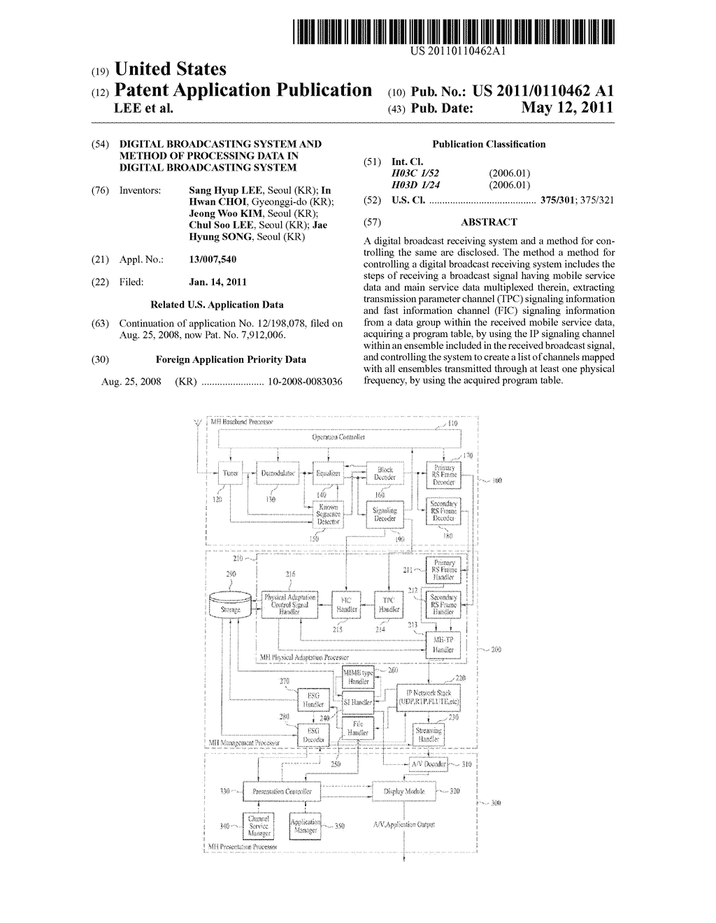 DIGITAL BROADCASTING SYSTEM AND METHOD OF PROCESSING DATA IN DIGITAL BROADCASTING SYSTEM - diagram, schematic, and image 01