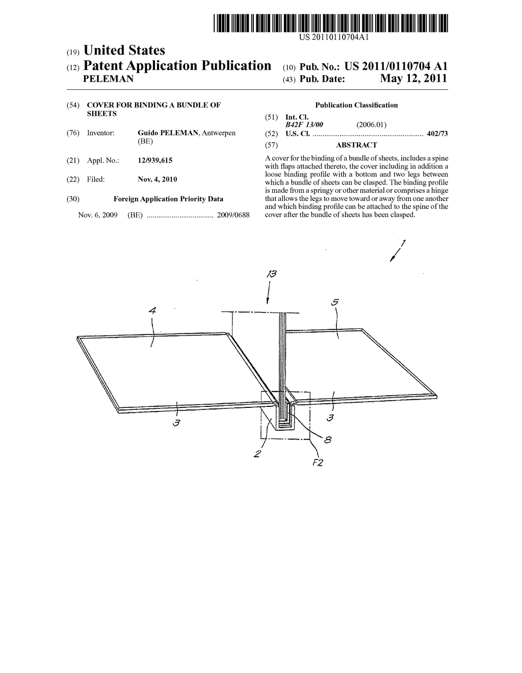 COVER FOR BINDING A BUNDLE OF SHEETS - diagram, schematic, and image 01