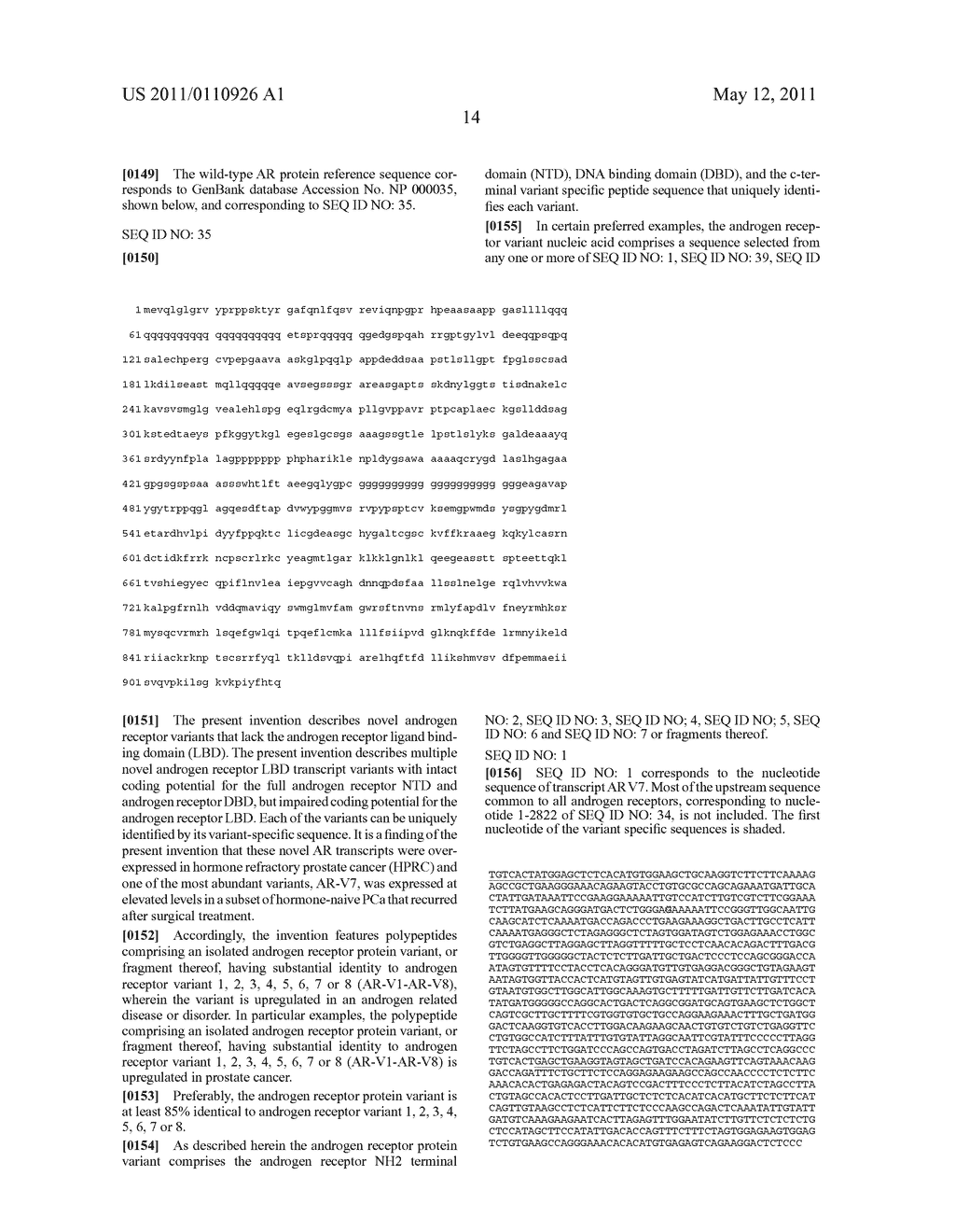 COMPOSITIONS AND METHODS FOR TREATING OR PREVENTING PROSTATE CANCER AND FOR DETECTING ANDROGEN RECEPTOR VARIANTS - diagram, schematic, and image 42