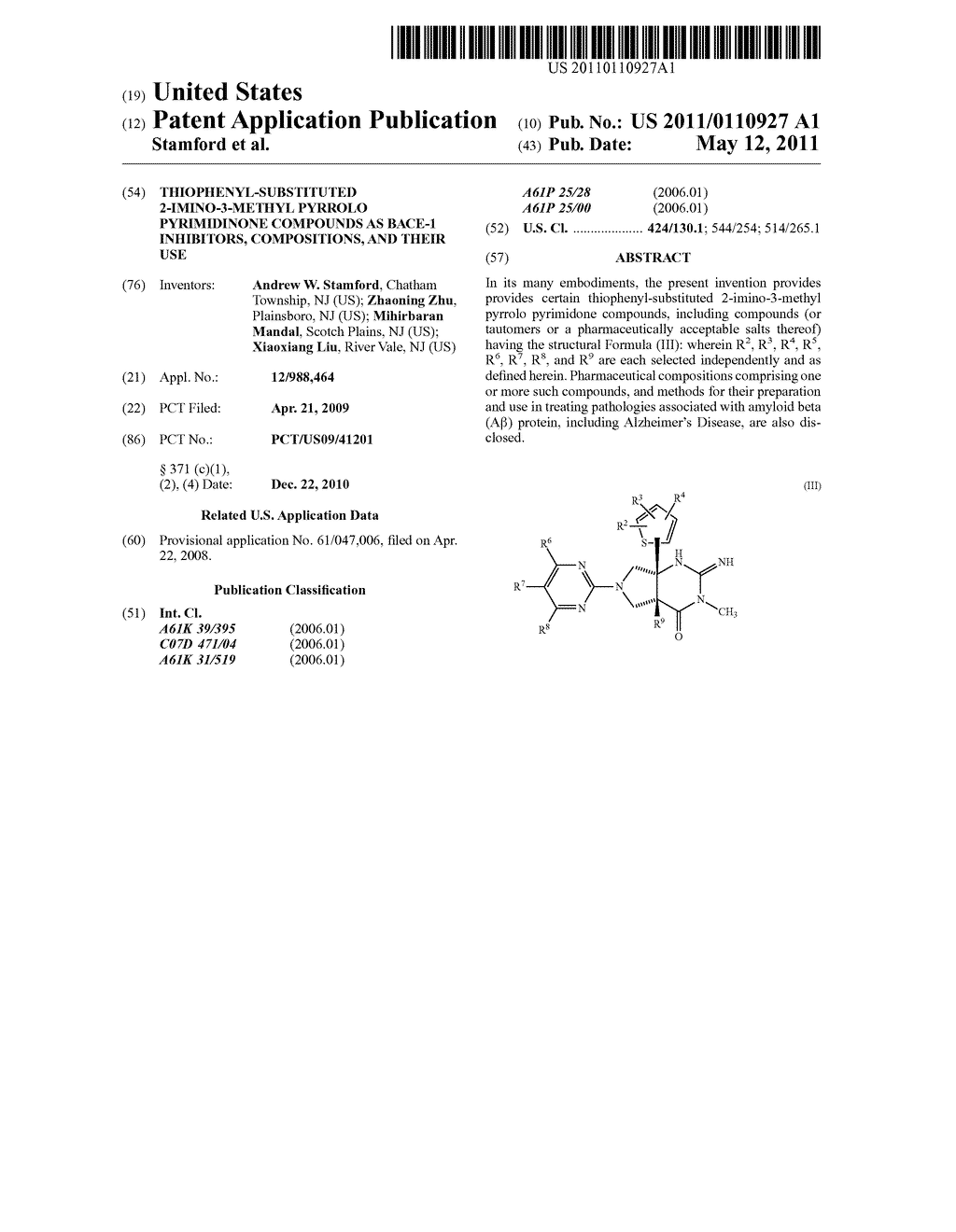 THIOPHENYL-SUBSTITUTED 2-IMINO-3-METHYL PYRROLO PYRIMIDINONE COMPOUNDS AS BACE-1 INHIBITORS, COMPOSITIONS, AND THEIR USE - diagram, schematic, and image 01