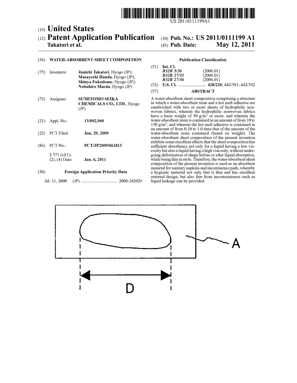 WATER-ABSORBENT SHEET COMPOSITION - diagram, schematic, and image 01