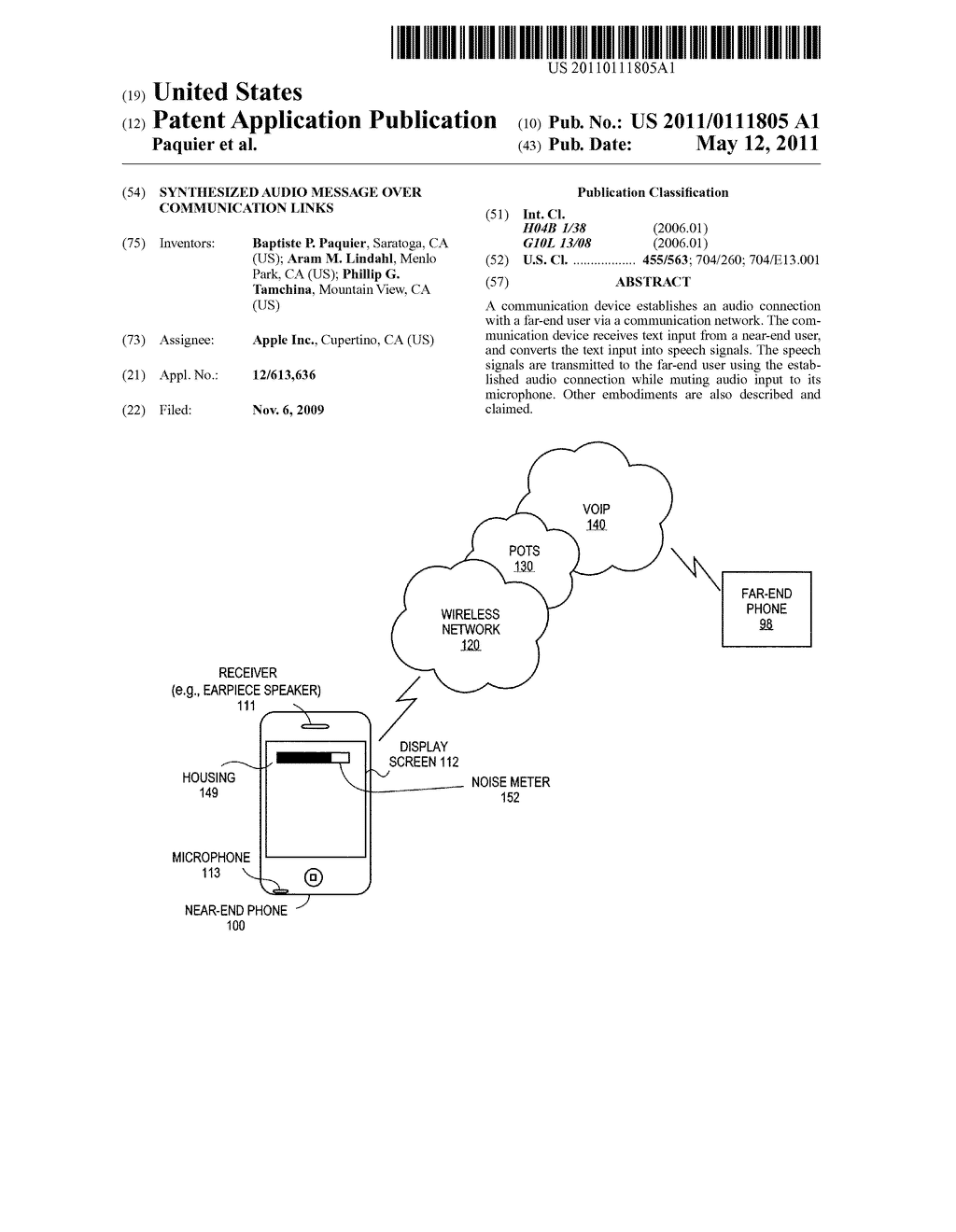 SYNTHESIZED AUDIO MESSAGE OVER COMMUNICATION LINKS - diagram, schematic, and image 01