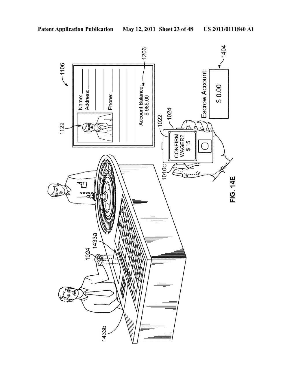 Methods of Receiving Electronic Wagers in a Wagering Game Via a Handheld Electronic Wager Input Device - diagram, schematic, and image 24