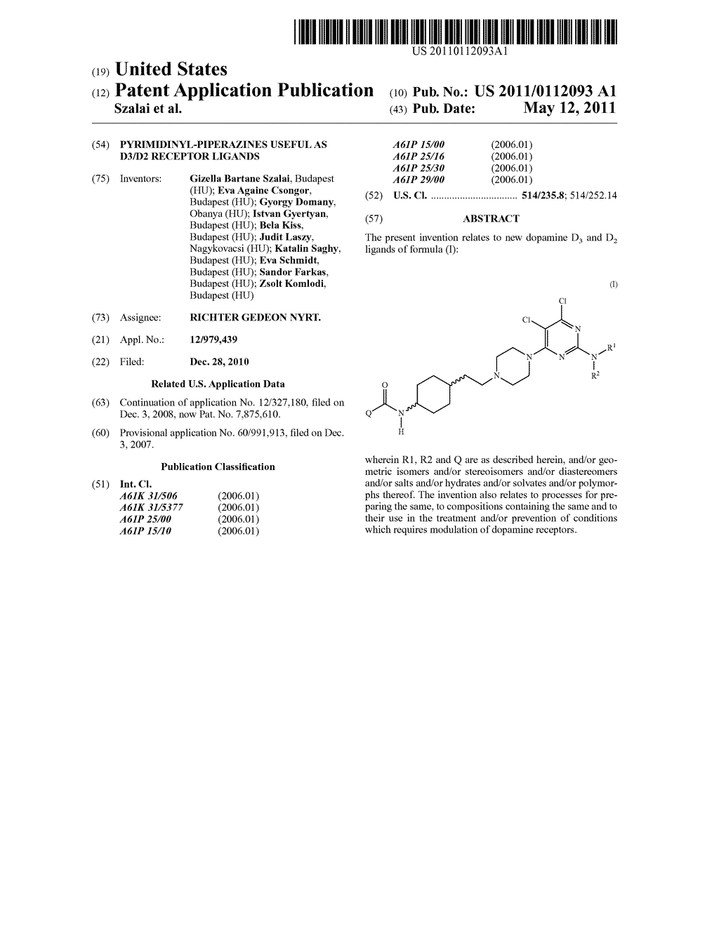 PYRIMIDINYL-PIPERAZINES USEFUL AS D3/D2 RECEPTOR LIGANDS - diagram, schematic, and image 01