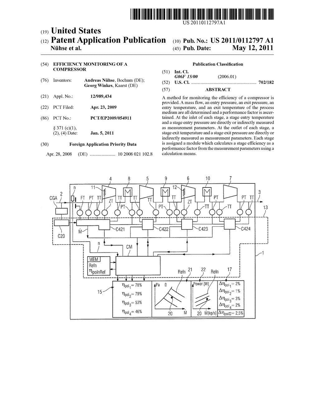 Efficiency monitoring of a compressor - diagram, schematic, and image 01