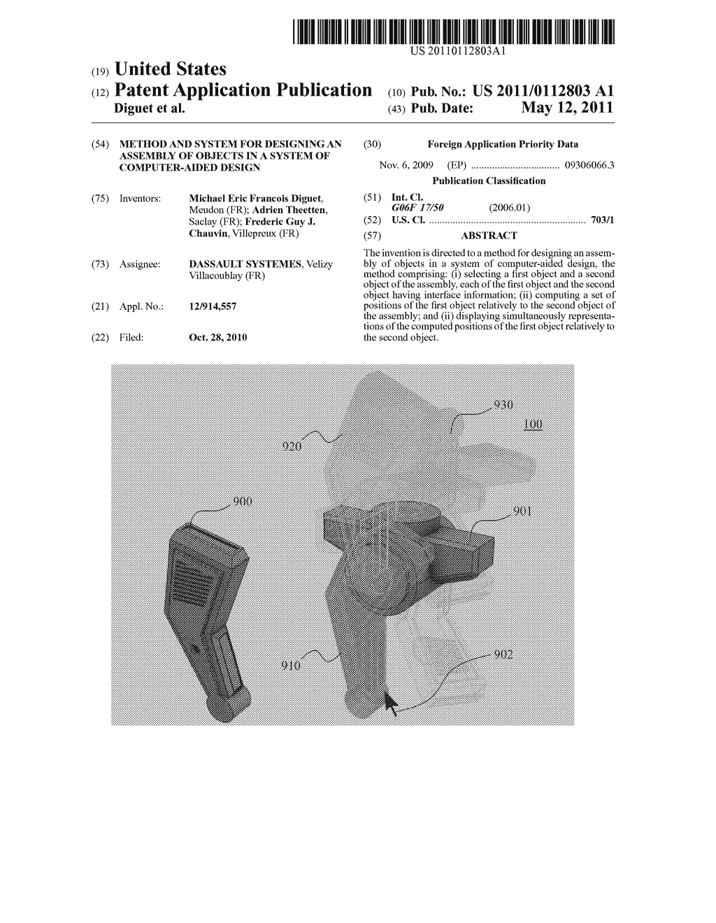 Method and System for Designing an Assembly of Objects in a System of Computer-Aided Design - diagram, schematic, and image 01