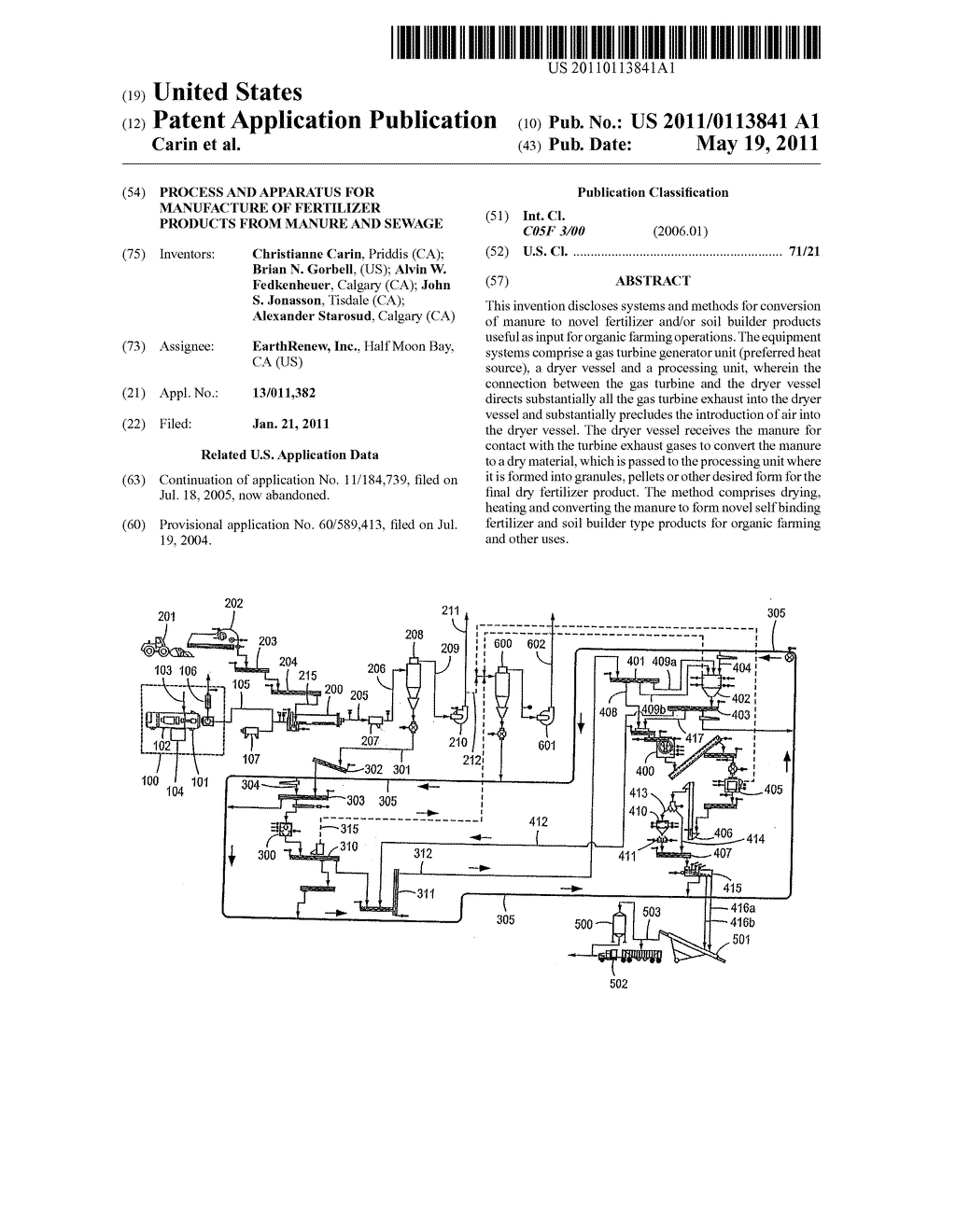 PROCESS AND APPARATUS FOR MANUFACTURE OF FERTILIZER PRODUCTS FROM MANURE AND SEWAGE - diagram, schematic, and image 01