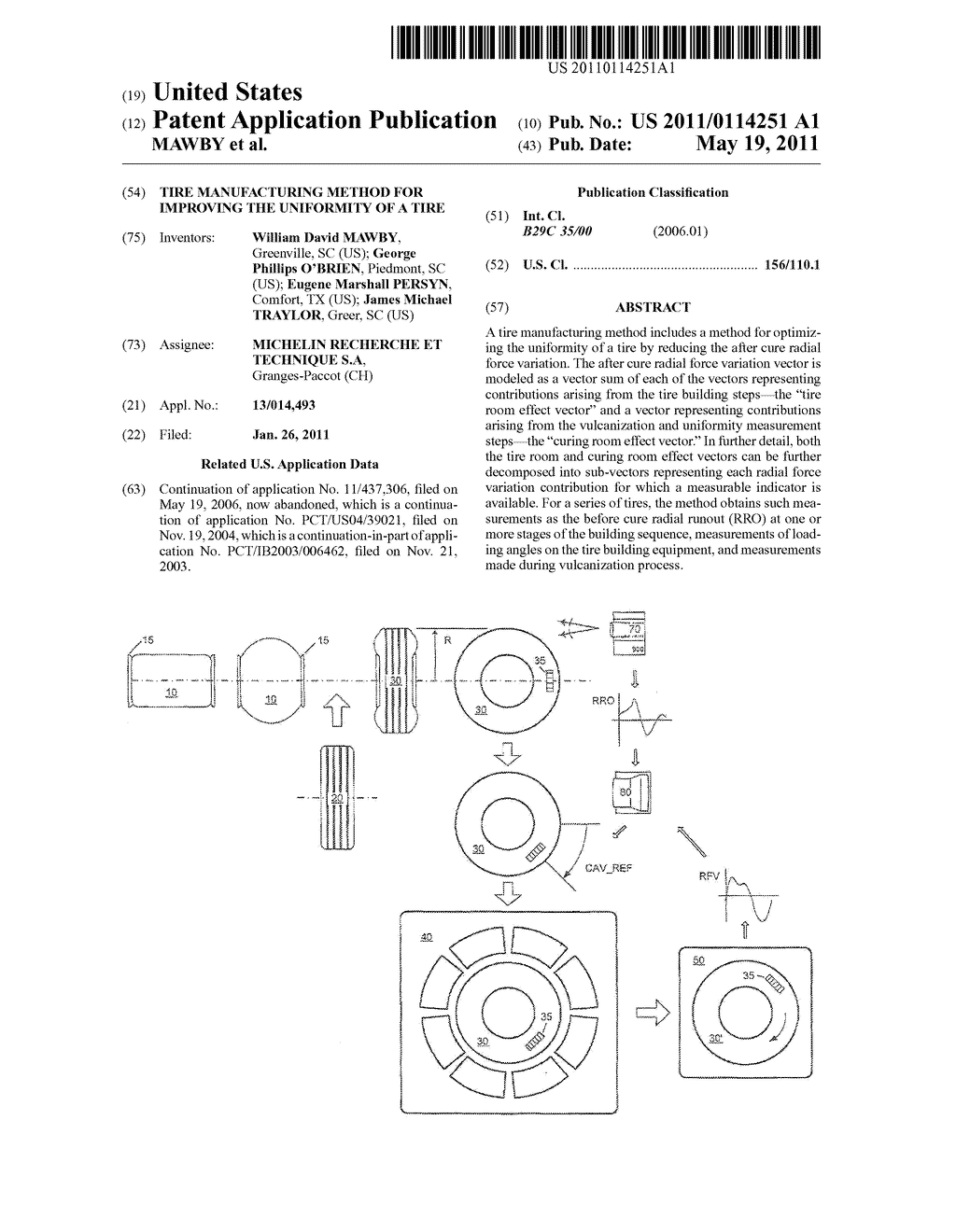 TIRE MANUFACTURING METHOD FOR IMPROVING THE UNIFORMITY OF A TIRE - diagram, schematic, and image 01