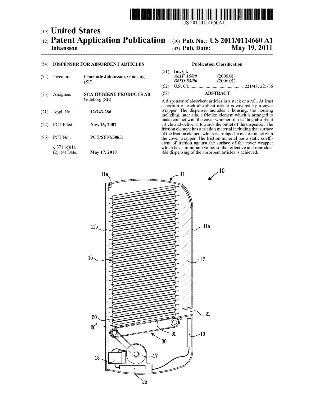 DISPENSER FOR ABSORBENT ARTICLES - diagram, schematic, and image 01