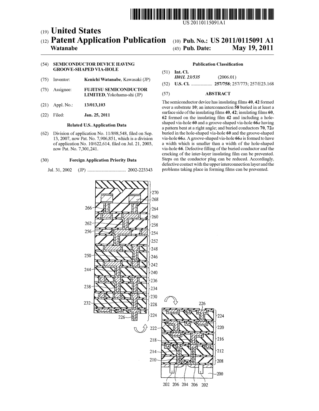 SEMICONDUCTOR DEVICE HAVING GROOVE-SHAPED VIA-HOLE - diagram, schematic, and image 01