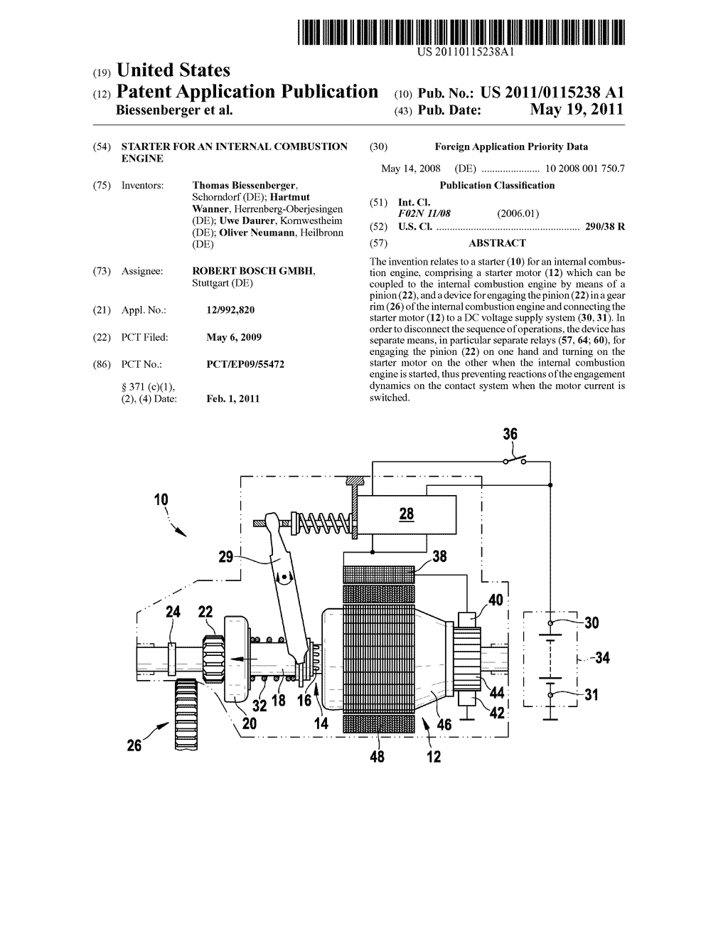 STARTER FOR AN INTERNAL COMBUSTION ENGINE - diagram, schematic, and image 01