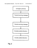 METHOD AND APPARATUS FOR WARNING OF EMERGENCY VEHICLES IN EMERGENCY SERVICE diagram and image