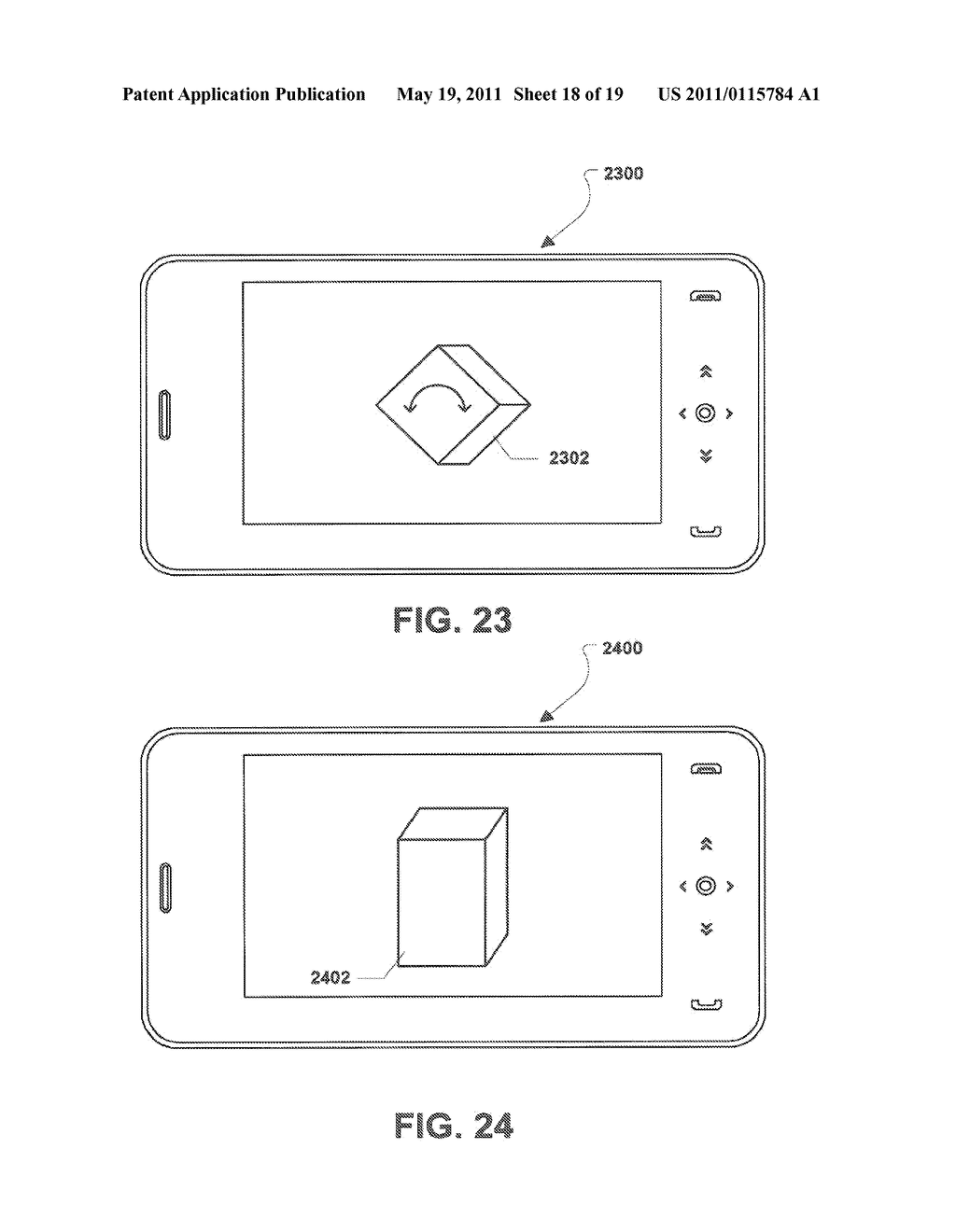 SYSTEM AND METHOD OF CONTROLLING THREE DIMENSIONAL VIRTUAL OBJECTS ON A PORTABLE COMPUTING DEVICE - diagram, schematic, and image 19
